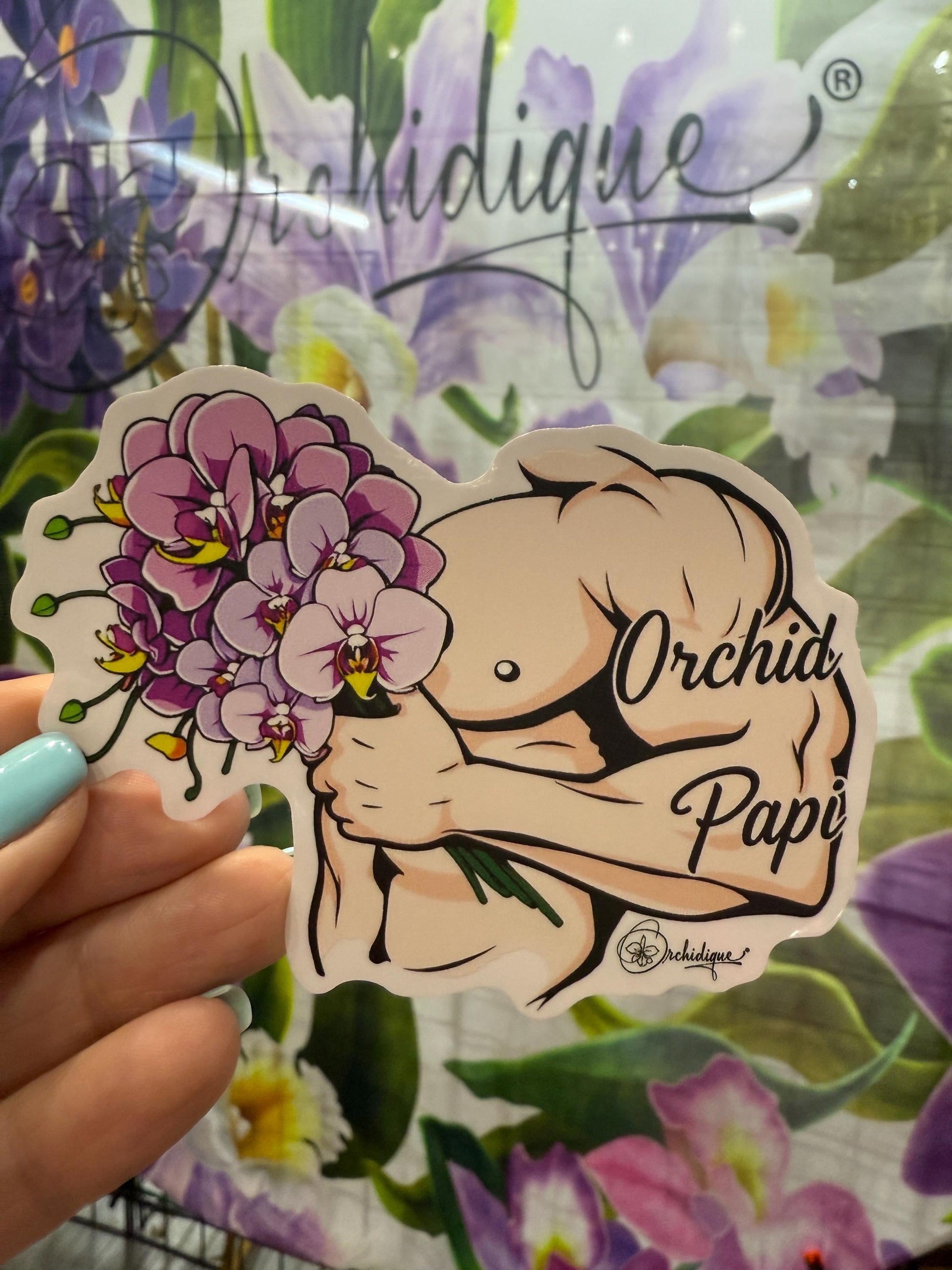 Orchid Papi Muscle Man Sticker