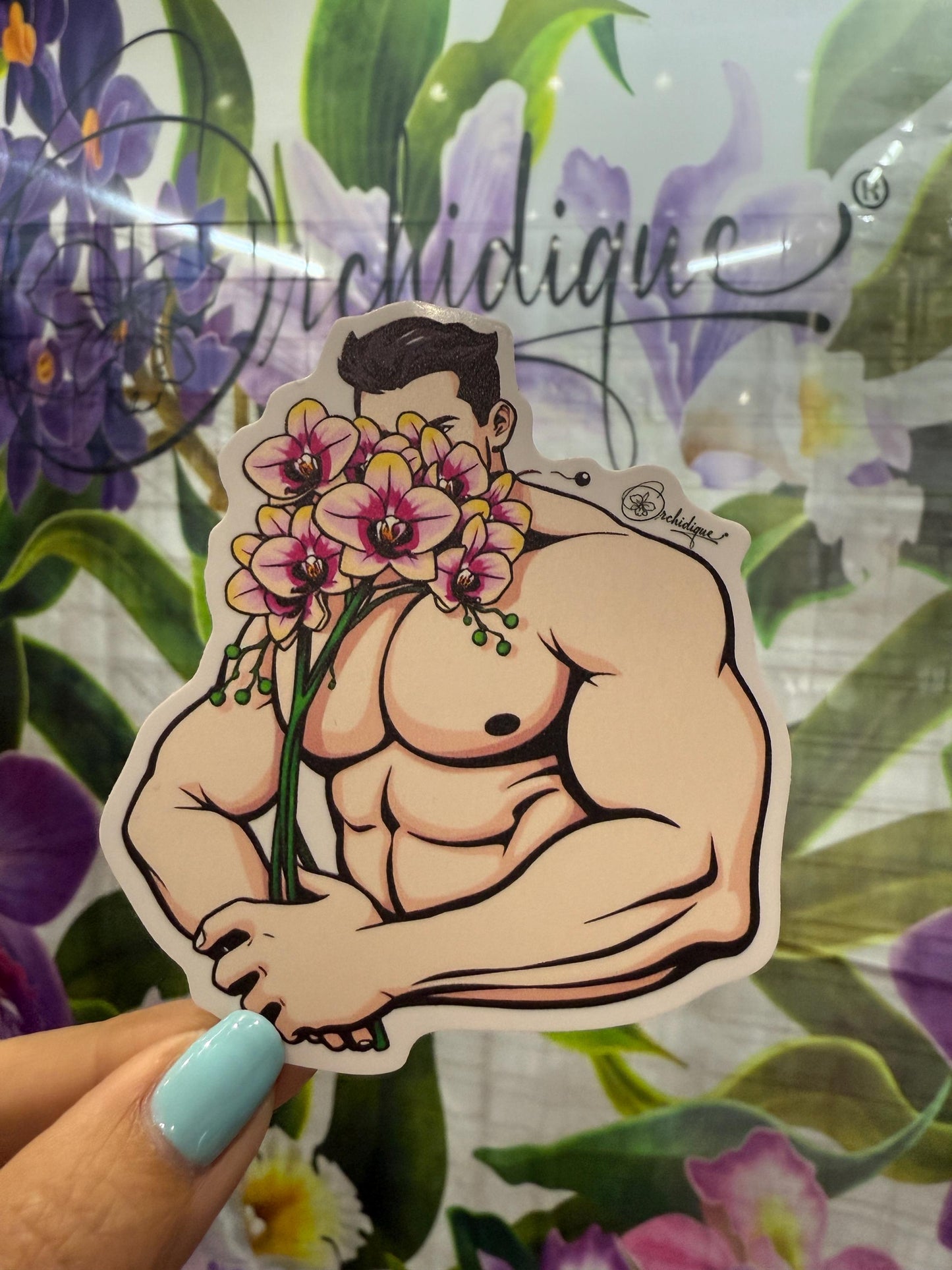Orchid Muscle Man Sticker