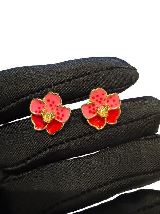 Pink Magic Vanda: Sterling Silver Vanda Orchid Flower Earrings • Gold Orchid Flower Vanda Cubic Zirconia Studs • Orchid Earrings