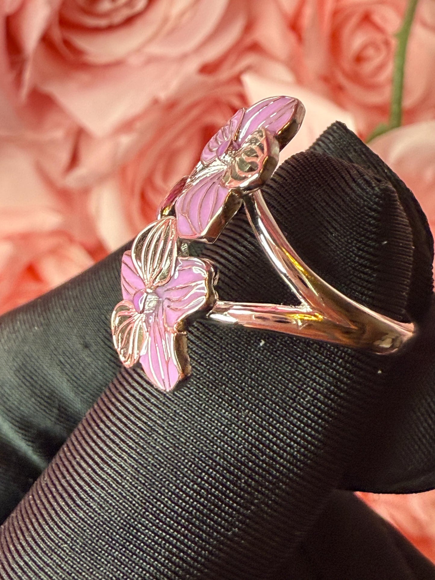 Double Vanda Orchid Flower Ring: Orchid Statement Ring Vanda Gold Orchid Ring • Orchid Silver Floral Ring • Lavender