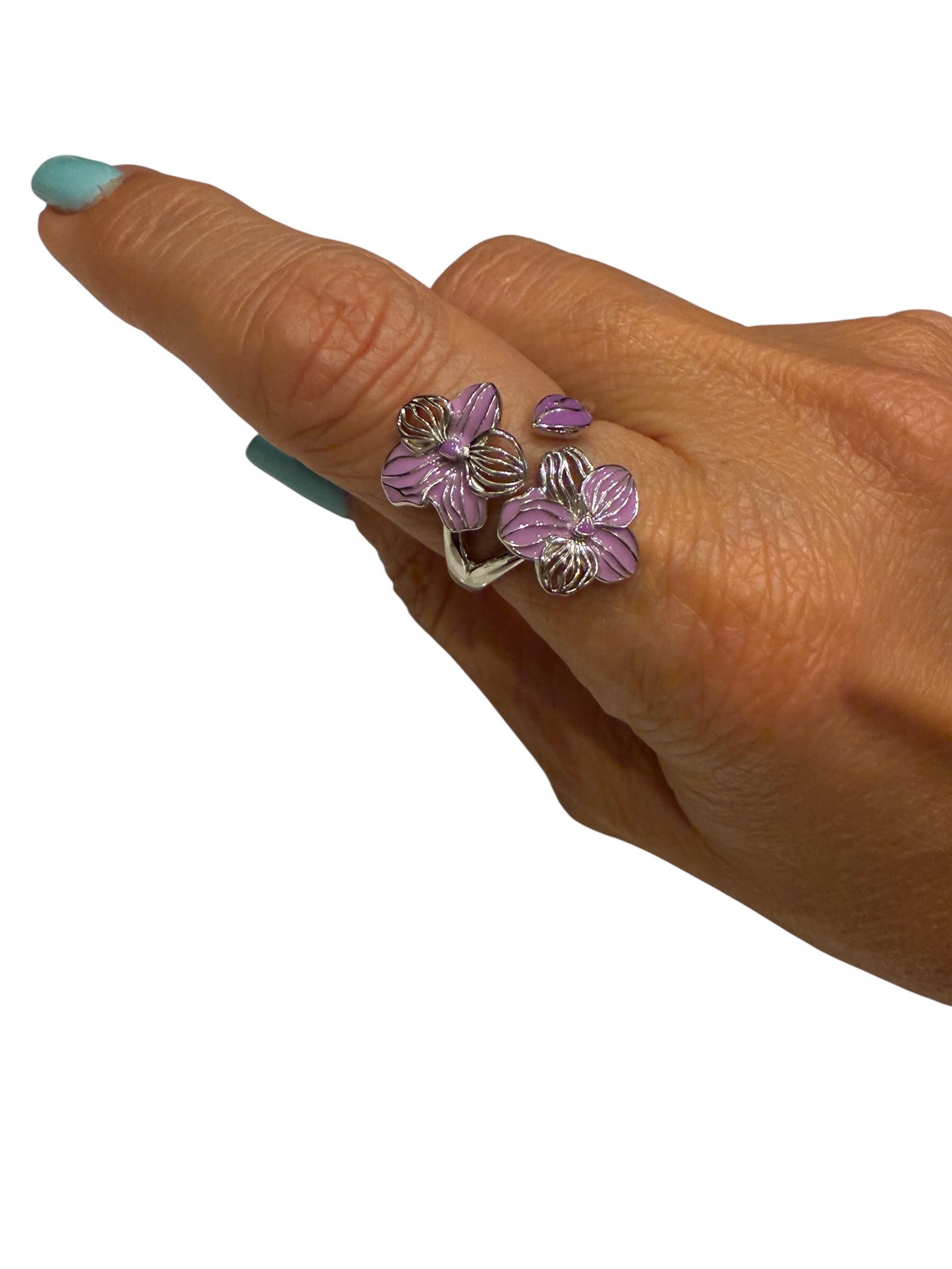 Double Vanda Orchid Flower Ring: Orchid Statement Ring Vanda Gold Orchid Ring • Orchid Silver Floral Ring • Lavender