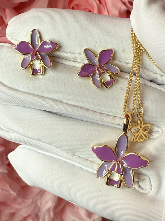 Orchid Jewelry Violecea Rubrea -inspired Pendant or Earrings