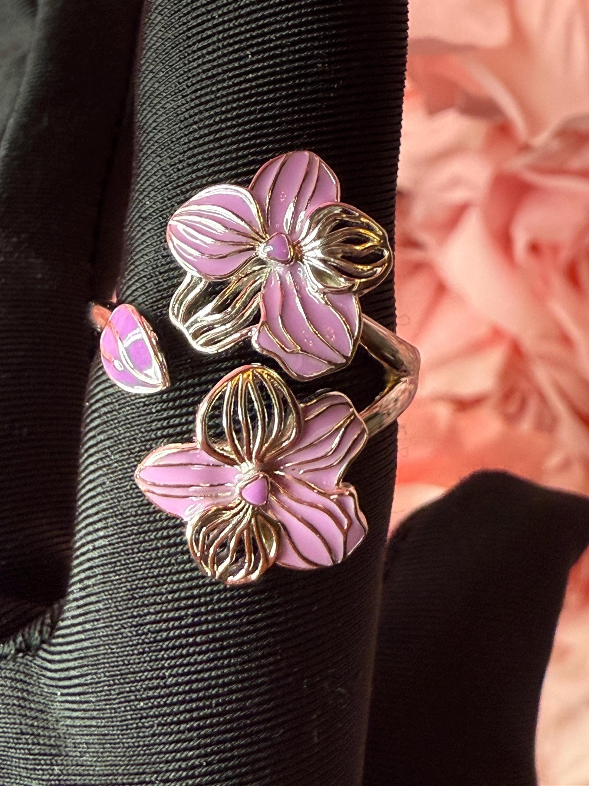 Double Vanda Orchid Flower Ring: Orchid Statement Ring Vanda Gold Orchid Ring • Orchid Silver Floral Ring • Lavender