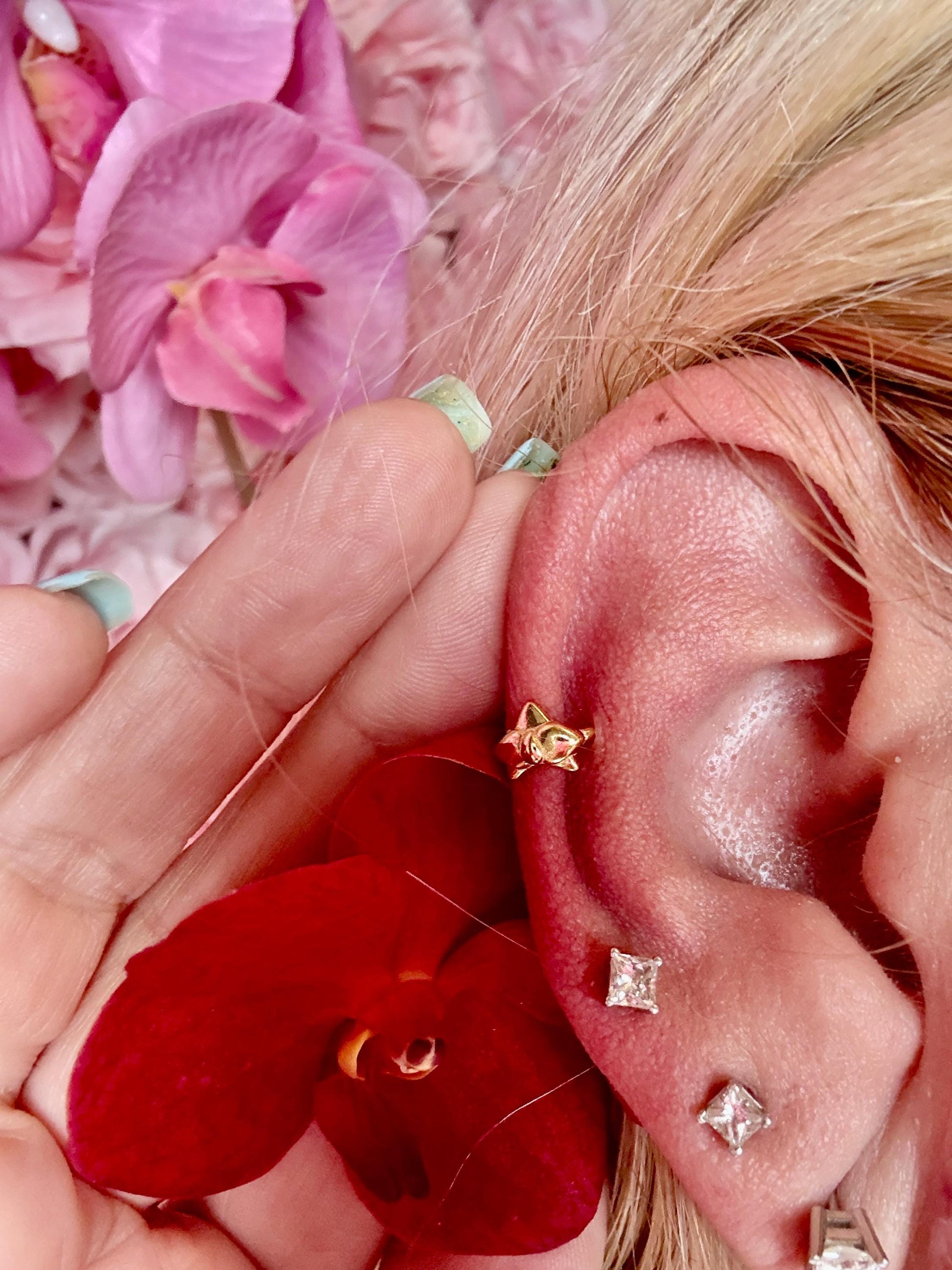 Dainty Phalaenopsis Ear Cuff • Cuff Gold Orchid Flower • Minimalist Jewelry