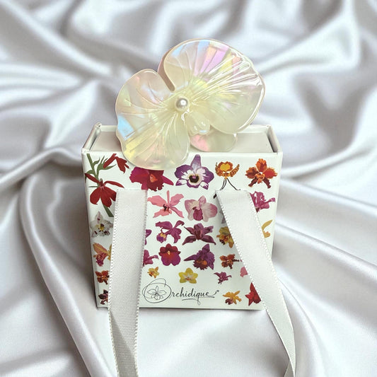 Acetate Orchid Hair Clip Phalaenopsis Hair Barrette • White Flower Hair Accessory • Unique Botanical Clip