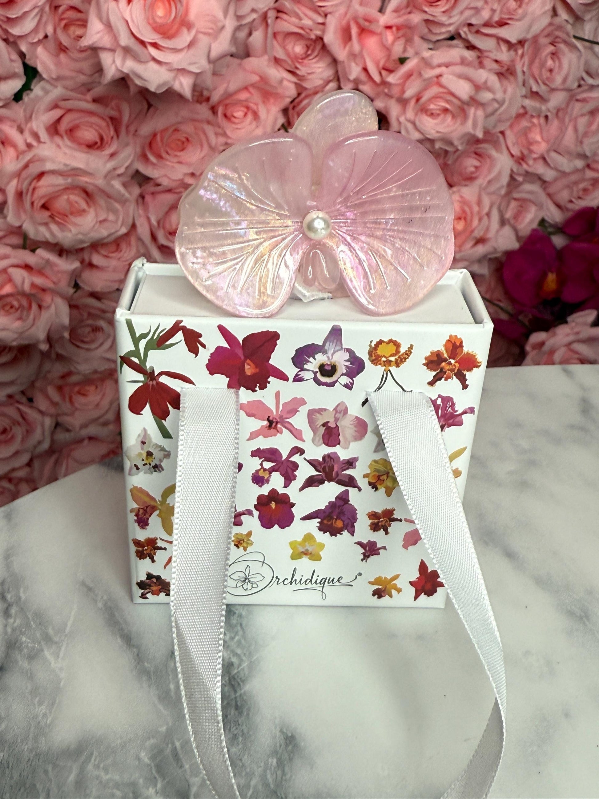 Acetate Orchid Hair Clip Phalaenopsis Hair Barrette • Pink Flower Hair Accessory • Unique Botanical Clip