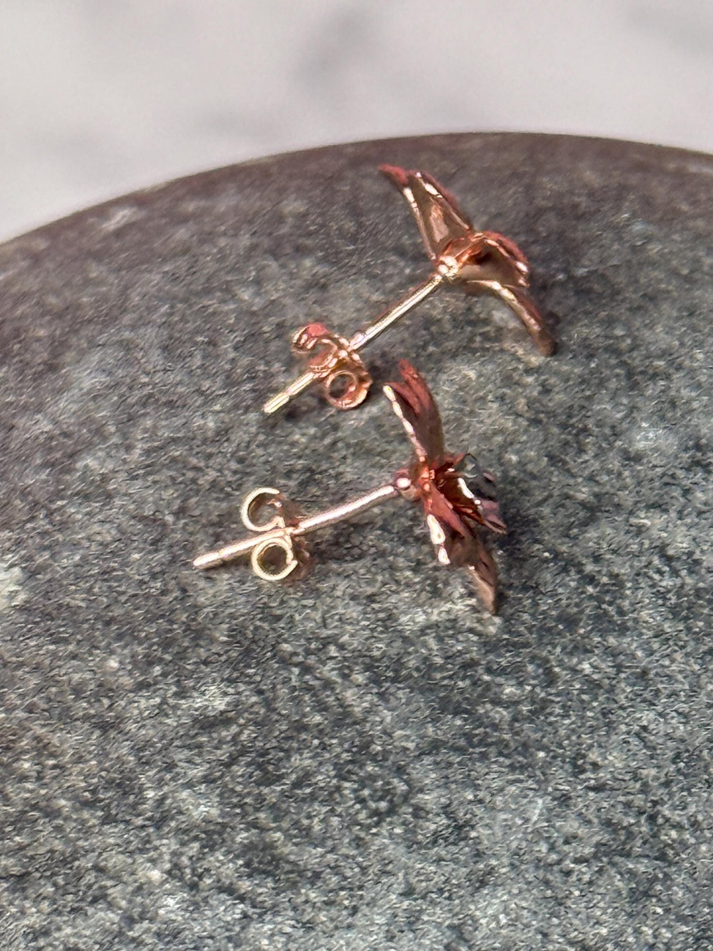 Rose Gold Orchid Earrings • Rose Gold Plated Orchid Studs • Elegant Flower Jewelry