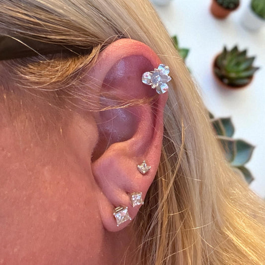 Cattleya Orchid Ear Cuff, Sterling Silver No Piercing Earring, Flower Ear Wrap, Cartilage Cuff