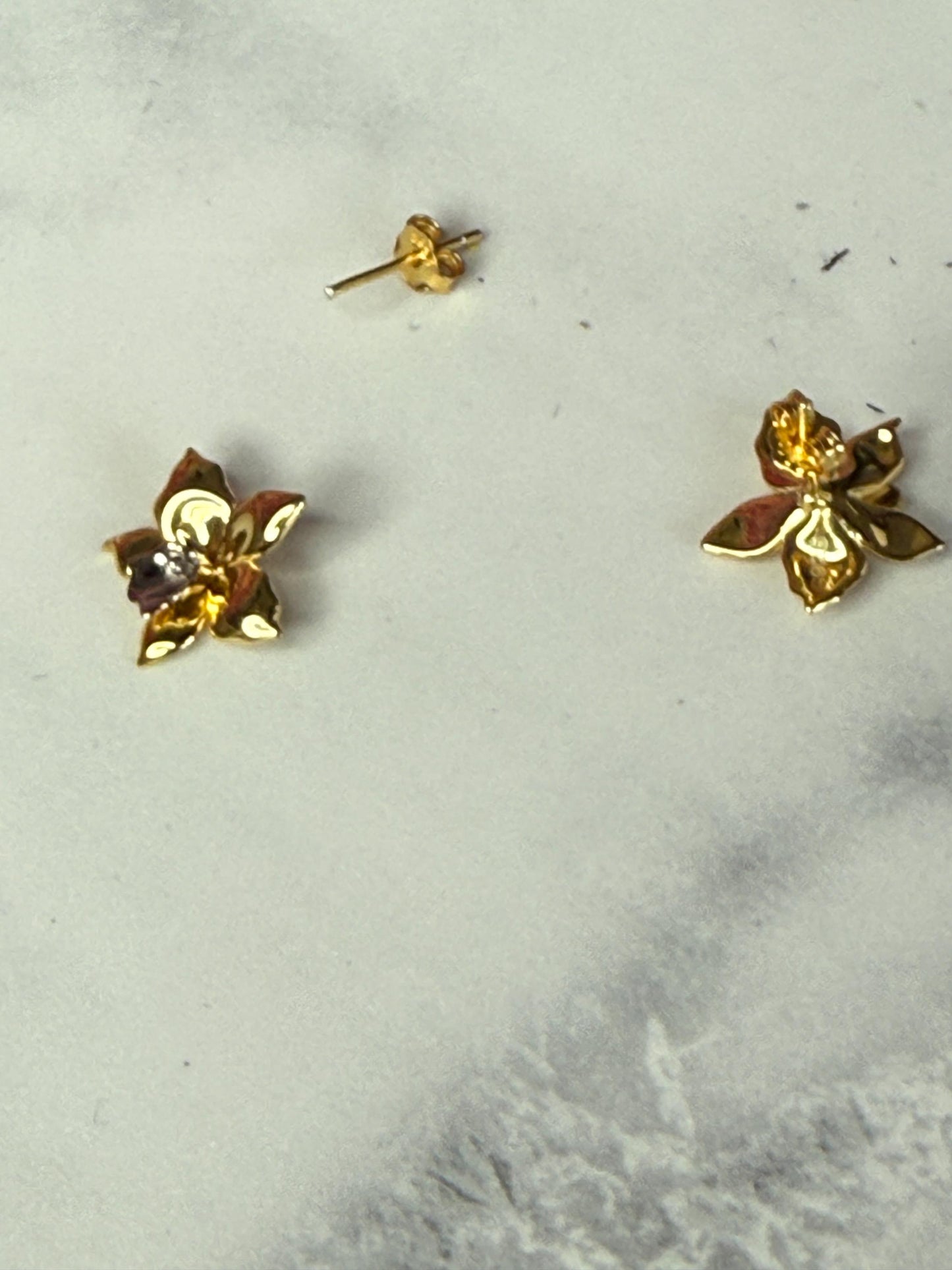 Gold Orchid Earrings • Gold Plated Orchid Studs • Elegant Flower Jewelry