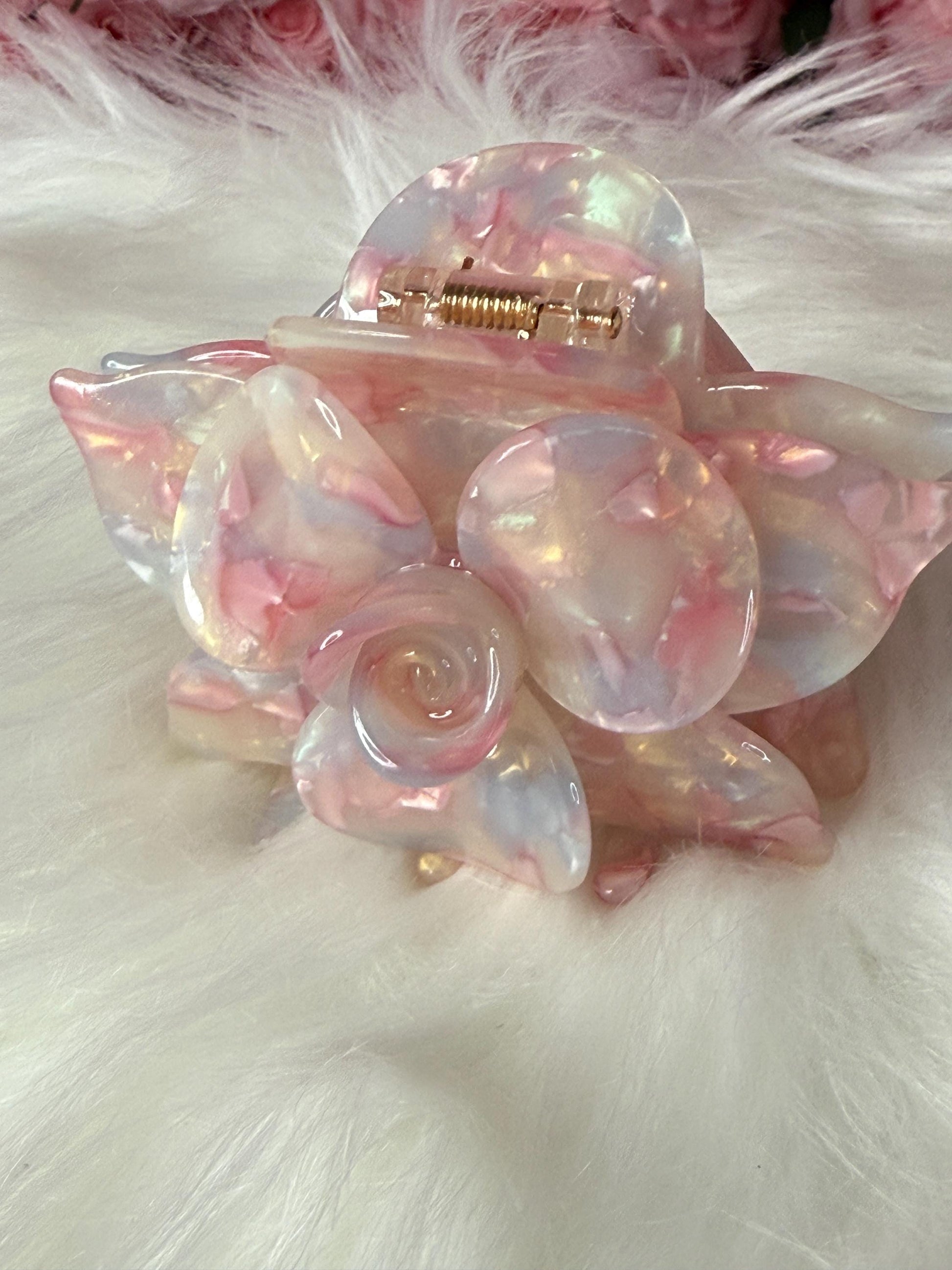 Orchid Hair Claw • Pink Iradesence Orchid Hair Claw Clip • Wedding Hair Piece • Tropical Orchid Acetate Claw Clip