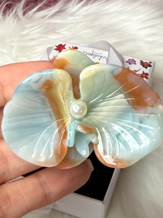 Orchid Hair Barrette • Colorful Blues Orchid Hair Clip • Wedding Hair Piece • Tropical Acetate Clip • Joyeria de Orquídeas
