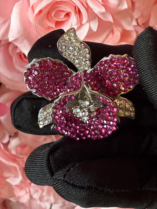 Orchid Hair Clip with Rhinestones