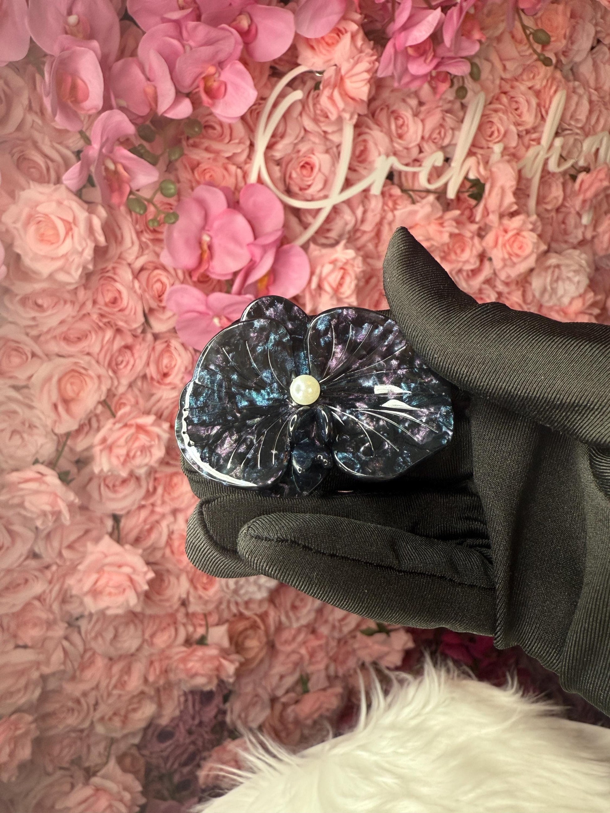 Orchid Hair Barrette • Black Orchid Hair Clip • Wedding Hair Piece • Tropical Clip • Joyeria de Orquídeas
