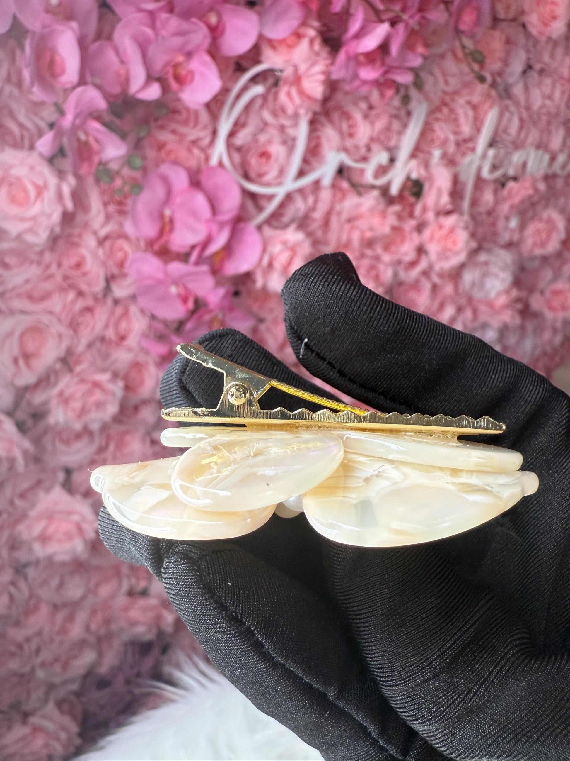 Orchid Hair Barrette • Nude Pearl Orchid Hair Clip • Wedding Hair Piece • Tropical Clip • Joyeria de Orquídeas