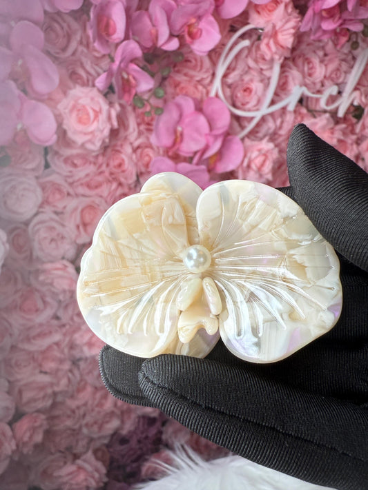 Orchid Hair Barrette • Nude Pearl Orchid Hair Clip • Wedding Hair Piece • Tropical Clip • Joyeria de Orquídeas