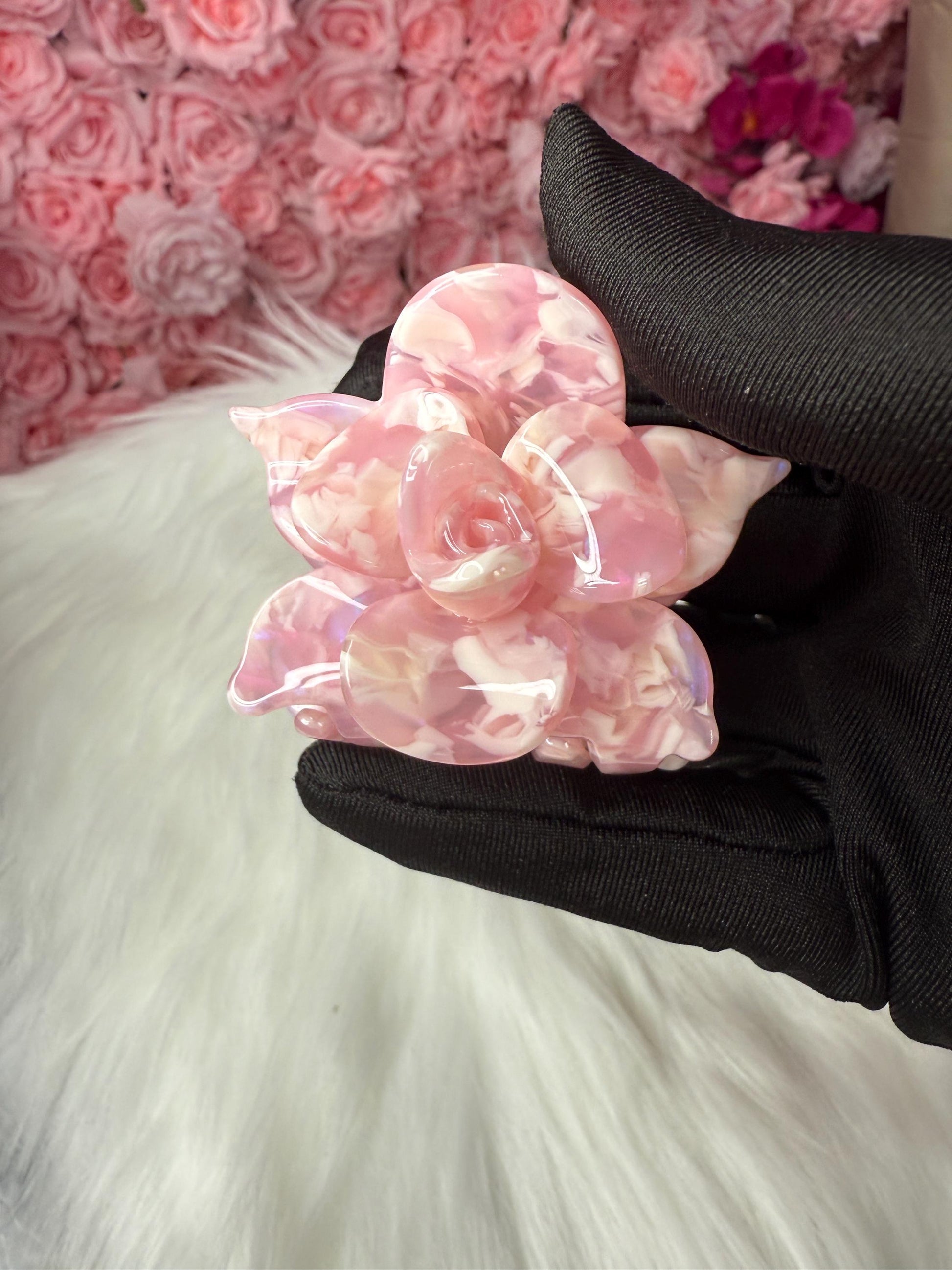 Pink Mini Orchid Hair Claw Clip: Flower Hair Accessory