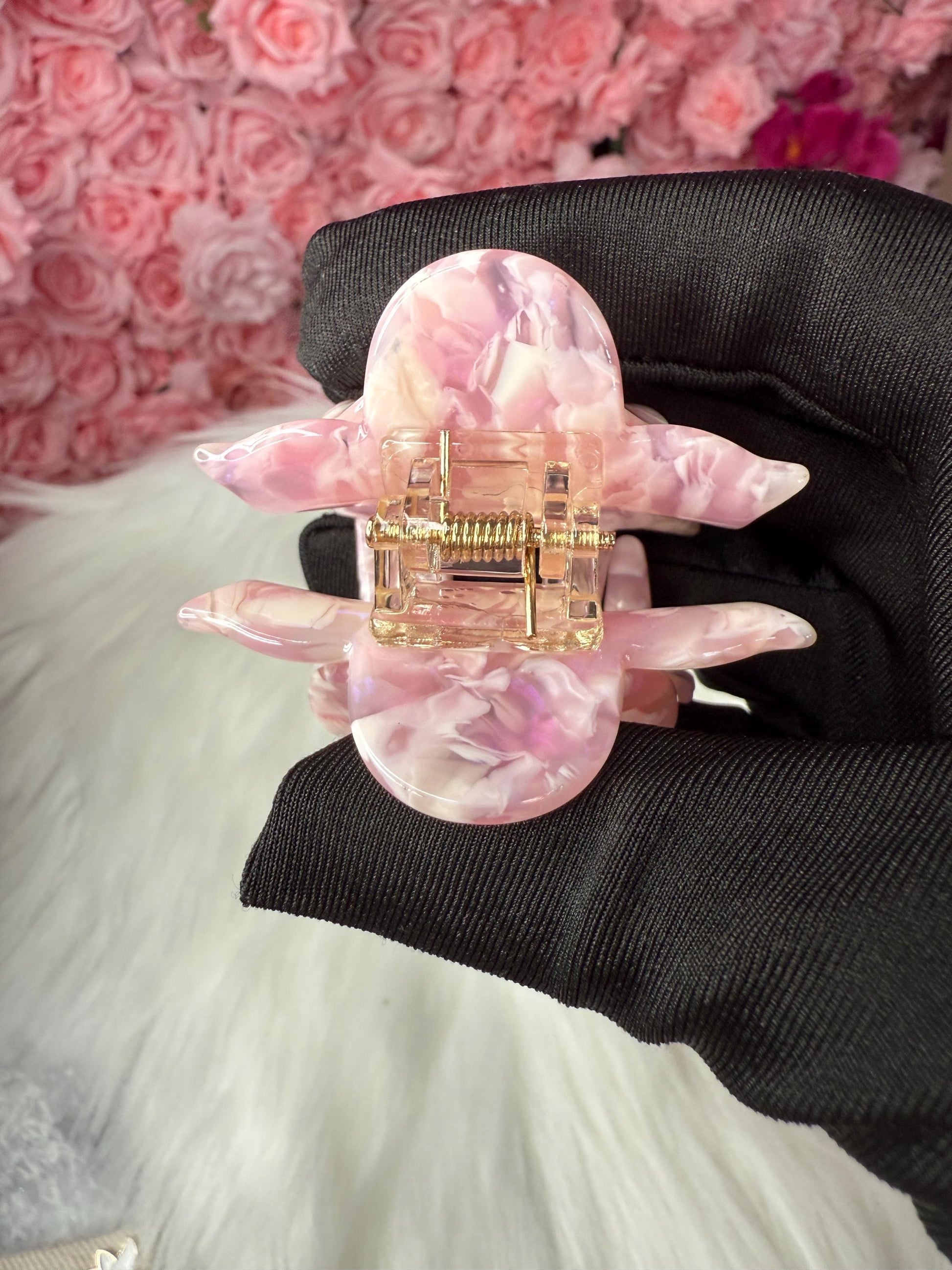 Pink Mini Orchid Hair Claw Clip: Flower Hair Accessory