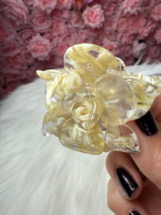 Off white Mini Orchid Hair Claw Clip: Flower Hair Accessory