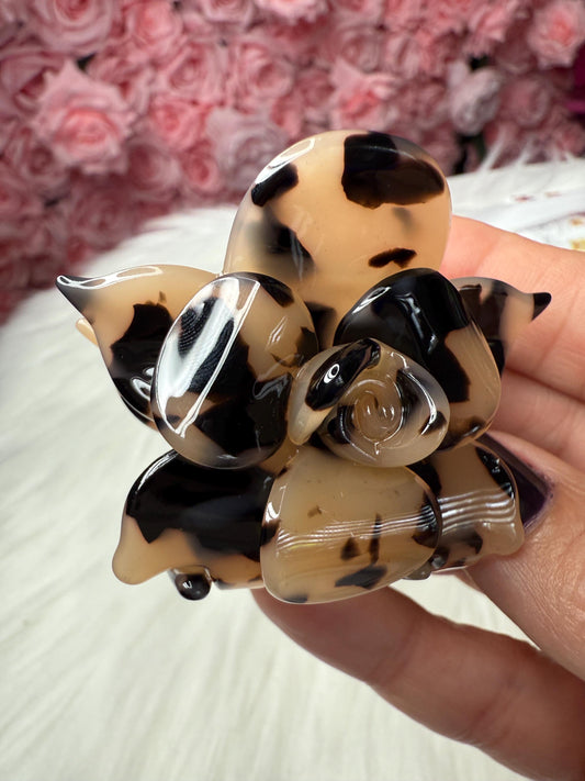 Cameo Milk Mini Orchid Hair Claw Clip: Flower Hair Accessory