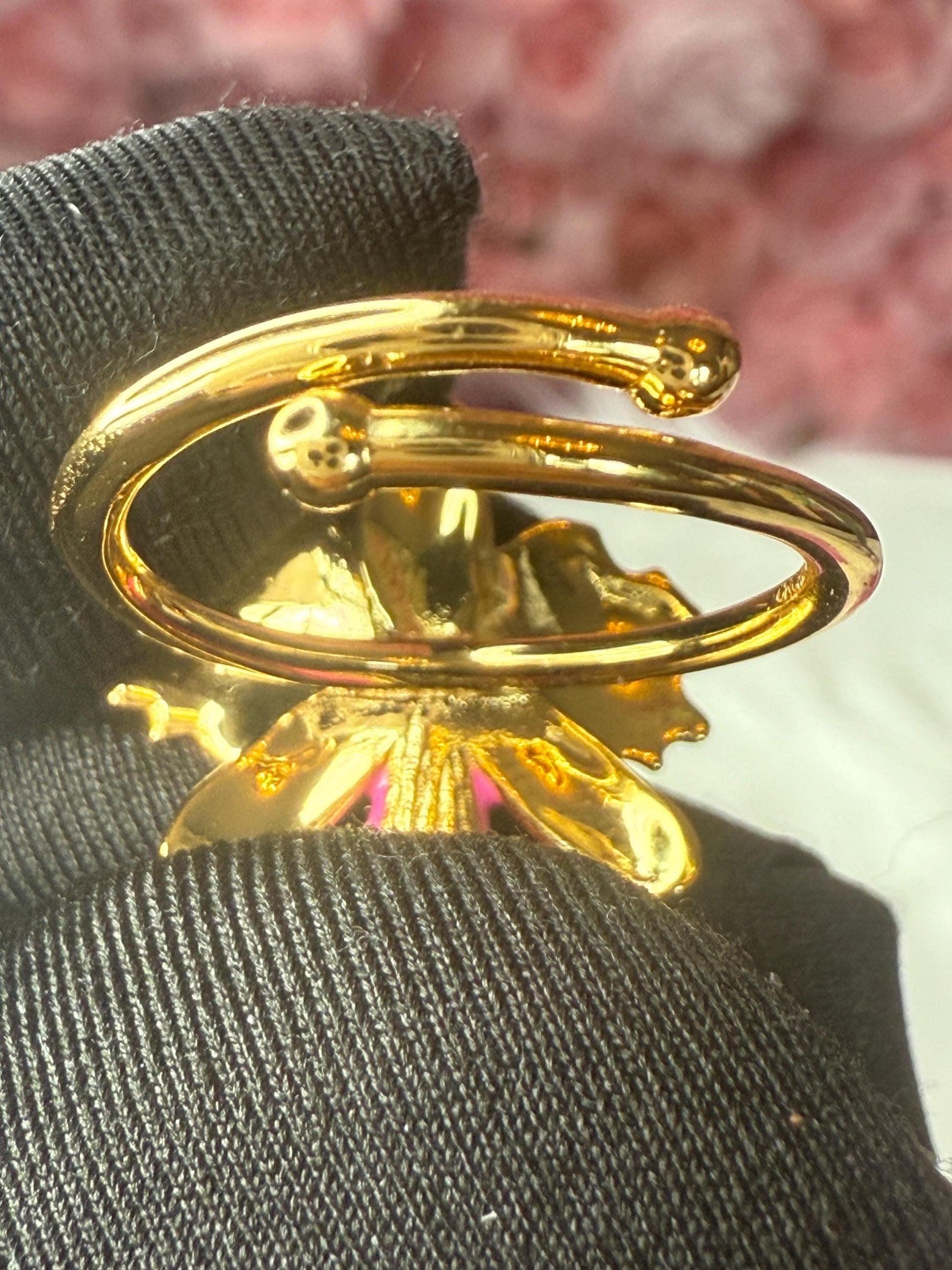 White Splash Cattleya Orchid Ring: S925 Sterling Silver - Gold plated ring