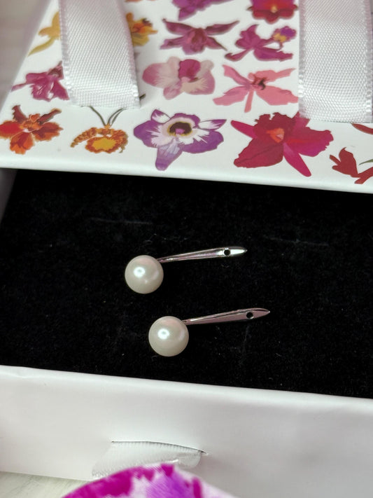Pearl Jacket for Earrings • Versatile Earring Enhancer White Gold Plated • Stud Earring Transformer