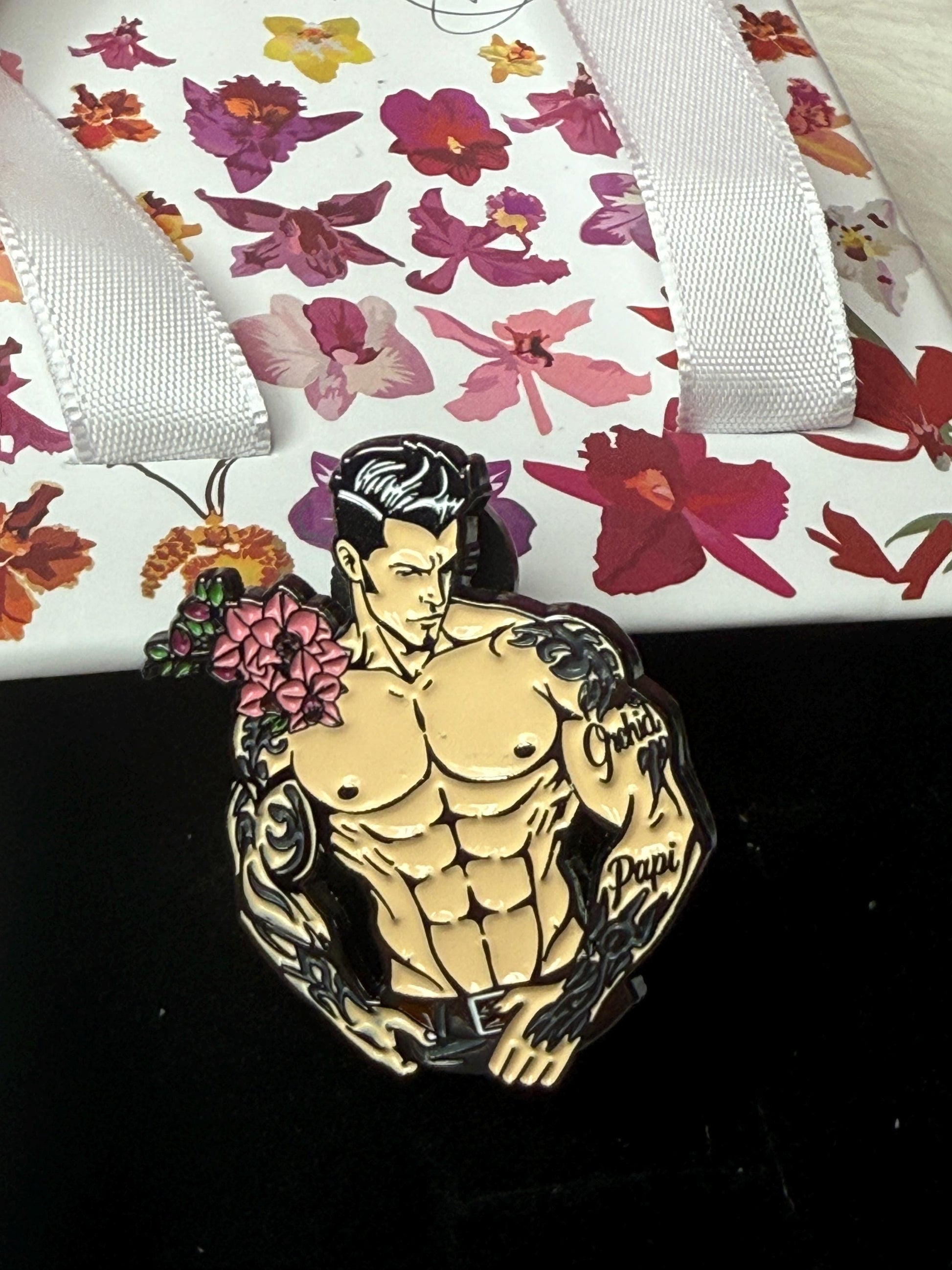 Orchid Muscle Man Papi Pin - Orchid Papi Pin Brooch
