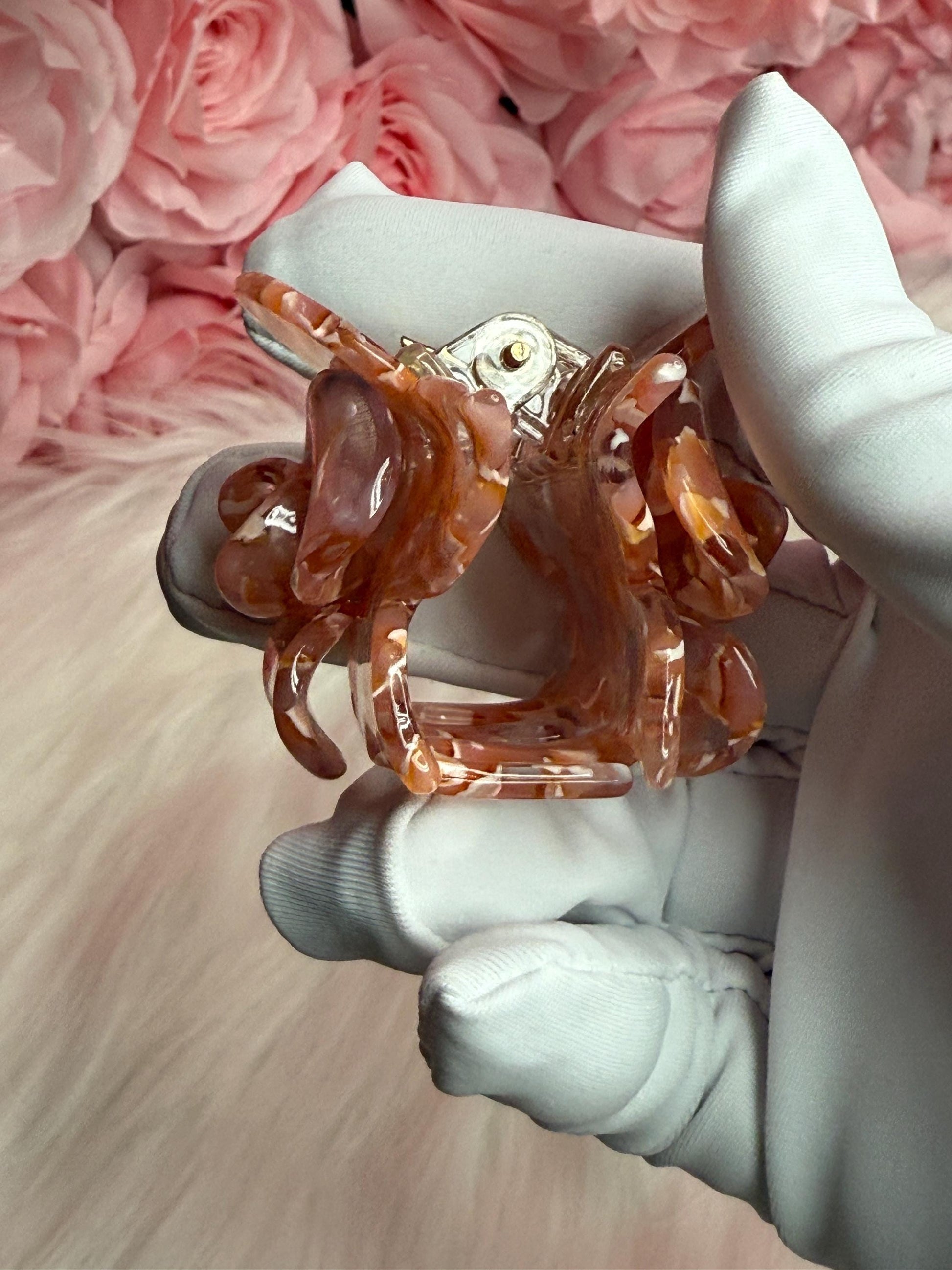 Strawberry Mini Orchid Hair Claw Clip: Pink Hair Accessories, Handmade Hair Accessories, Bridal Hair Accessories