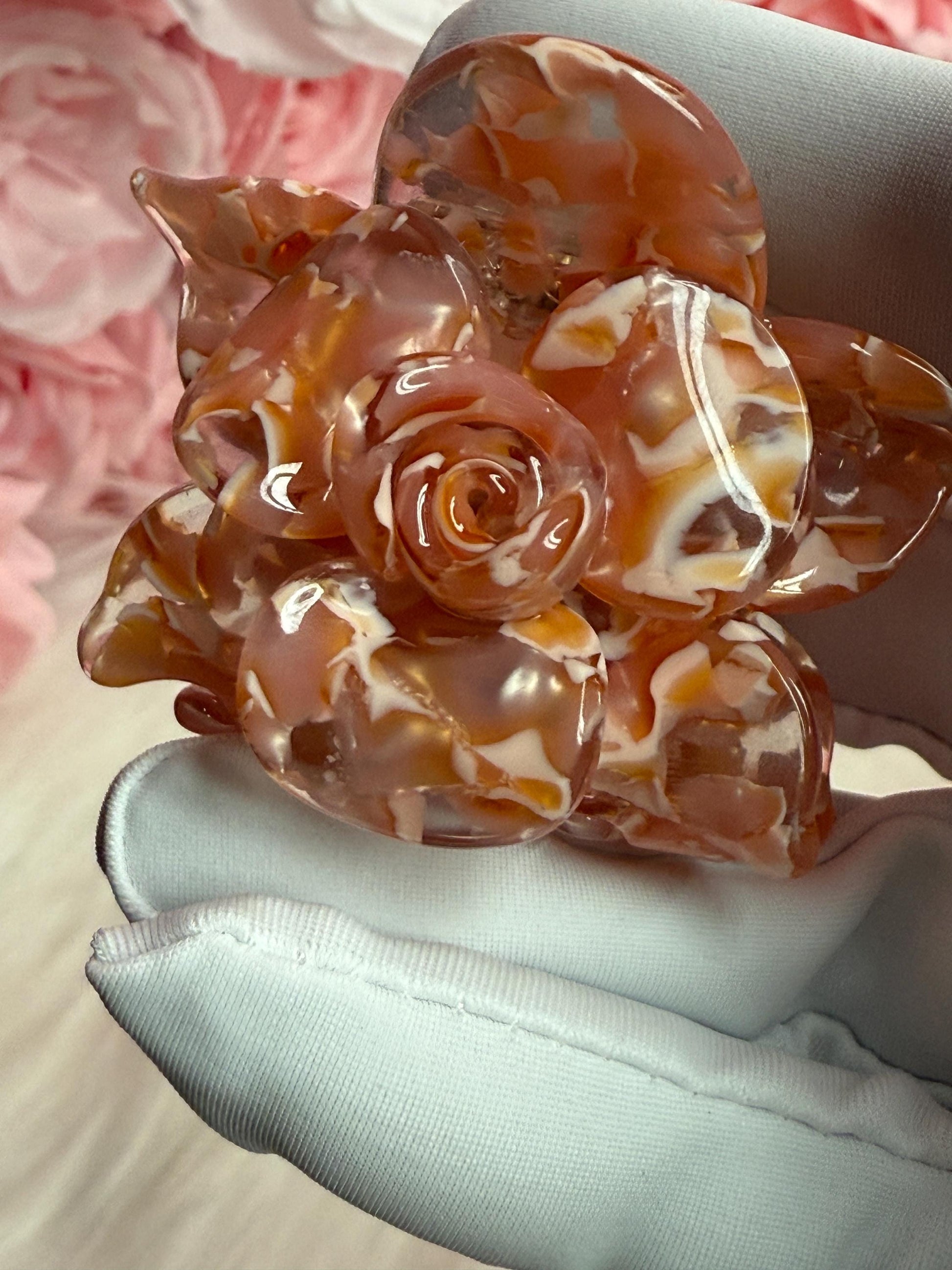 Strawberry Mini Orchid Hair Claw Clip: Pink Hair Accessories, Handmade Hair Accessories, Bridal Hair Accessories