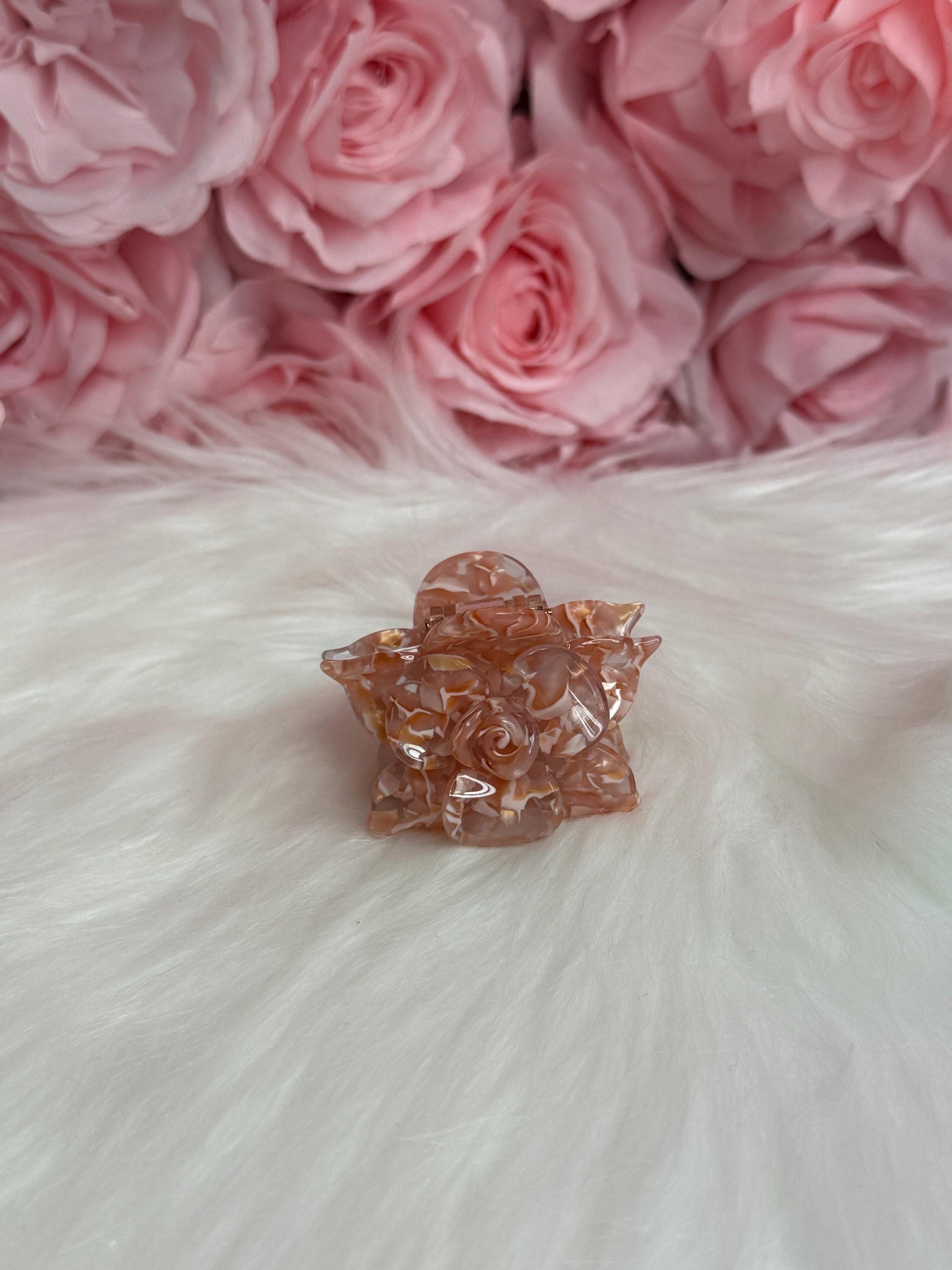 Strawberry Mini Orchid Hair Claw Clip: Pink Hair Accessories, Handmade Hair Accessories, Bridal Hair Accessories