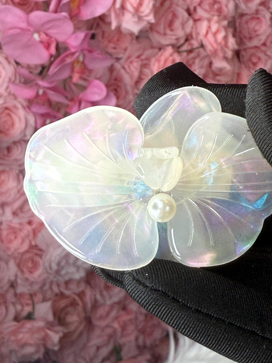 Orchid Hair Barrette • Clear Lavendar Iridescence Orchid Hair Clip • Wedding Hair Piece • Tropical Clip • Joyeria de Orquídeas