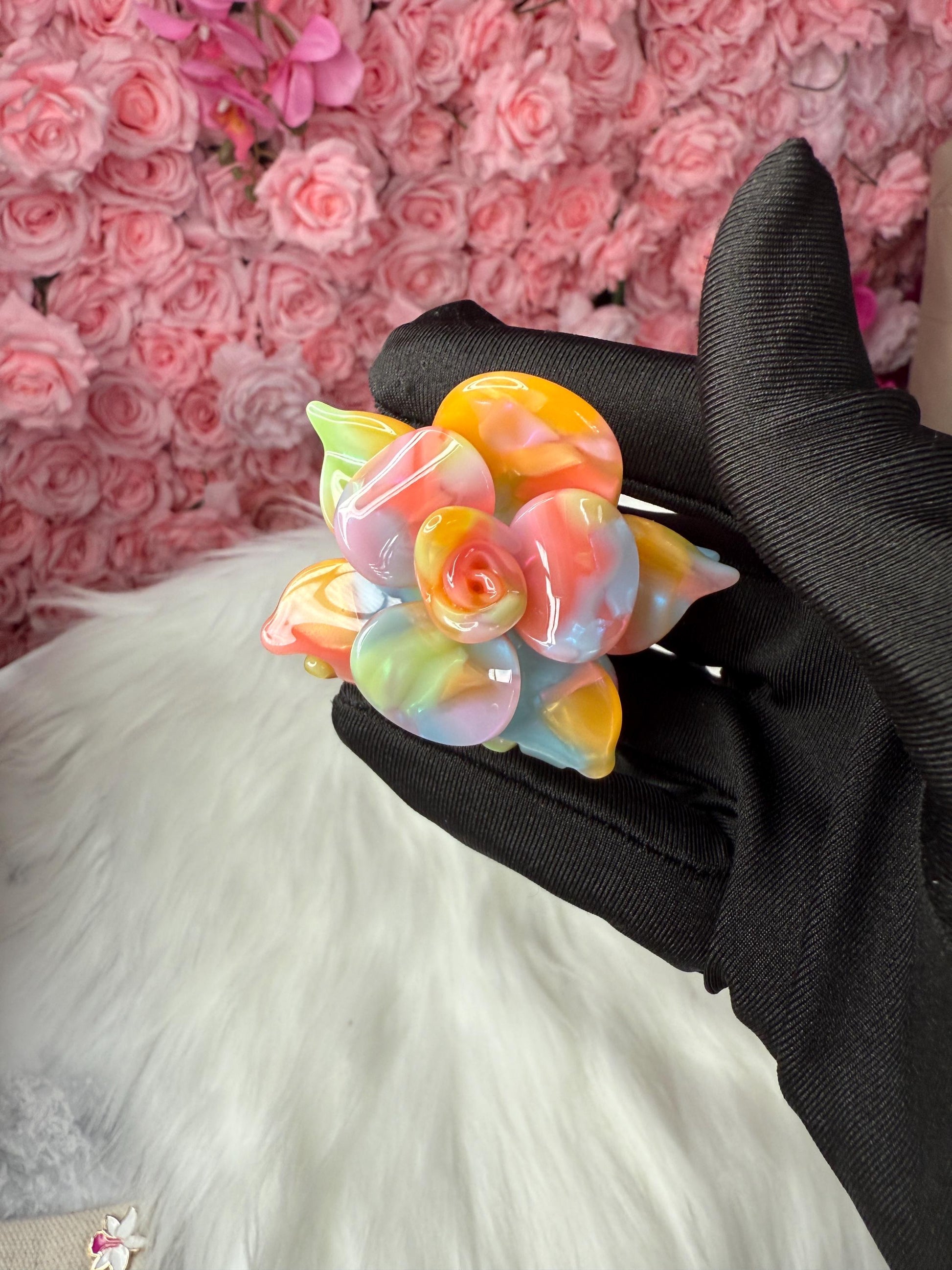 Colorful Mini Orchid Hair Claw Clip: Flower Hair Accessory