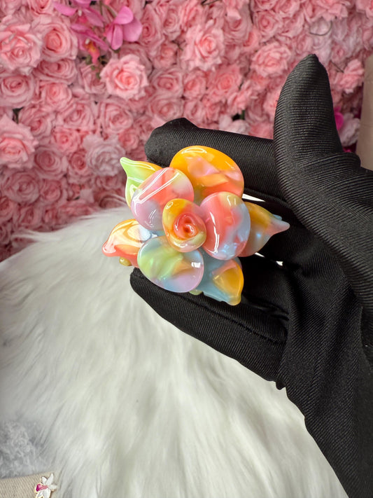 Colorful Mini Orchid Hair Claw Clip: Flower Hair Accessory