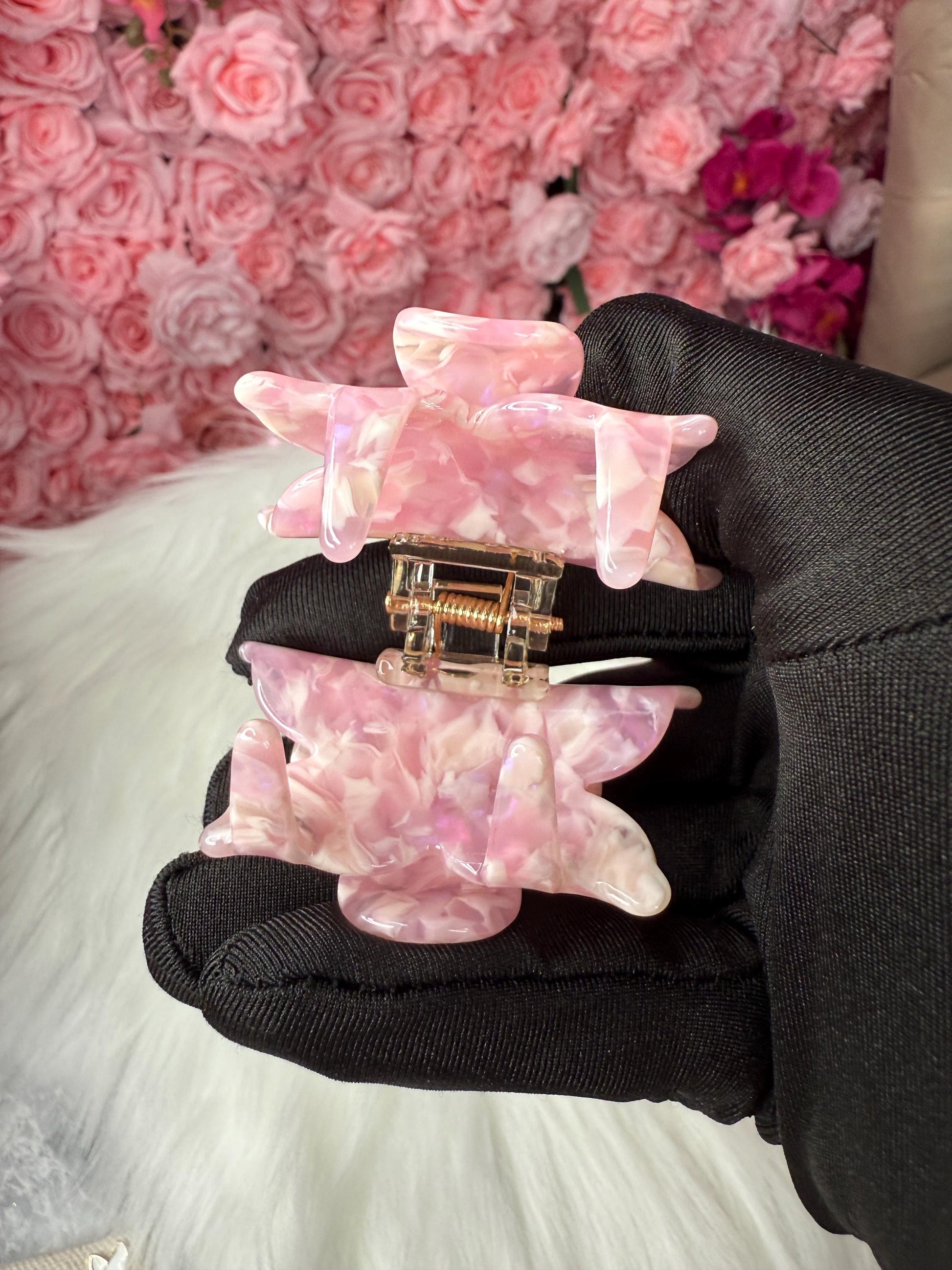 Pink Mini Orchid Hair Claw Clip: Flower Hair Accessory