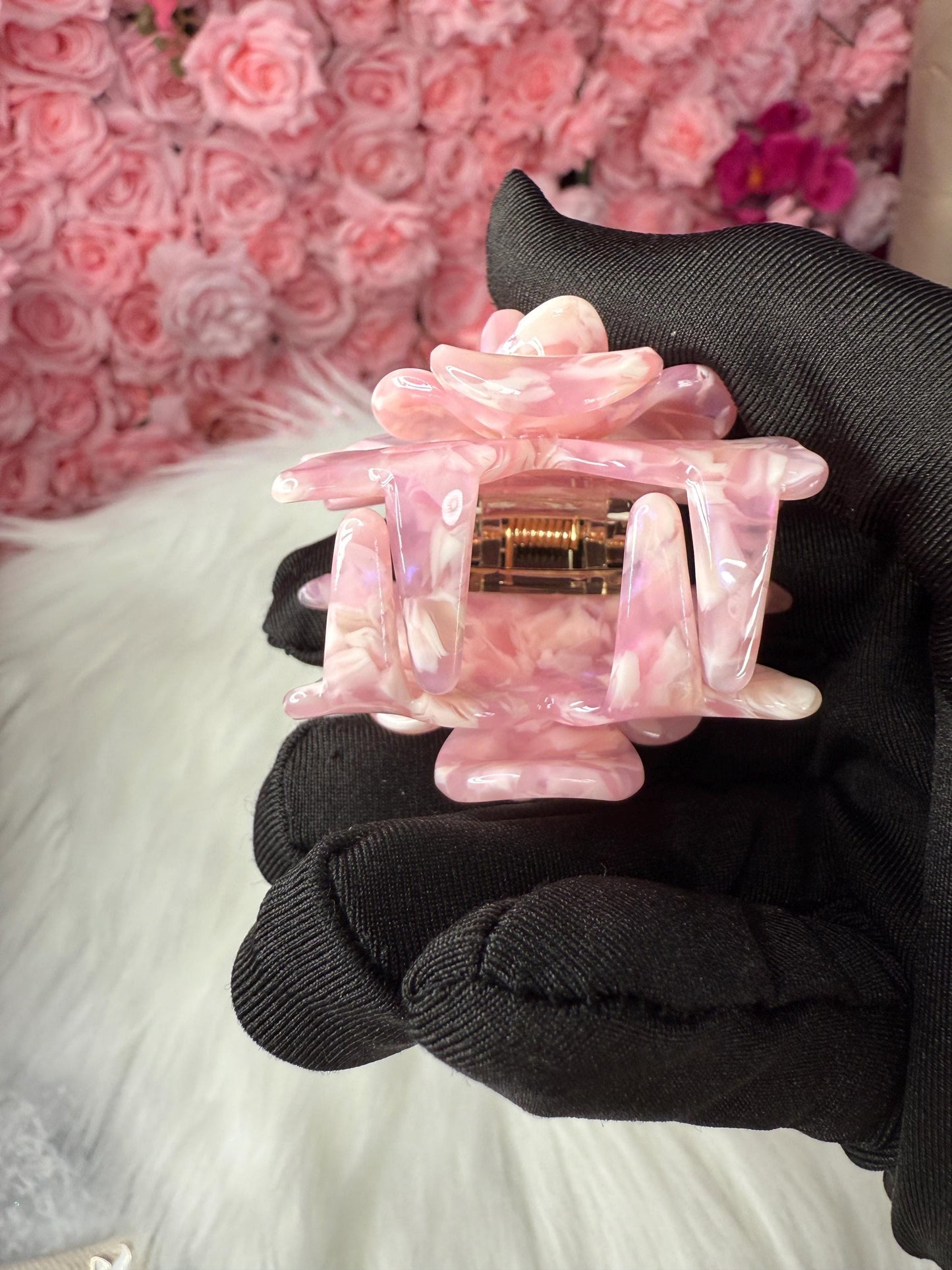 Pink Mini Orchid Hair Claw Clip: Flower Hair Accessory