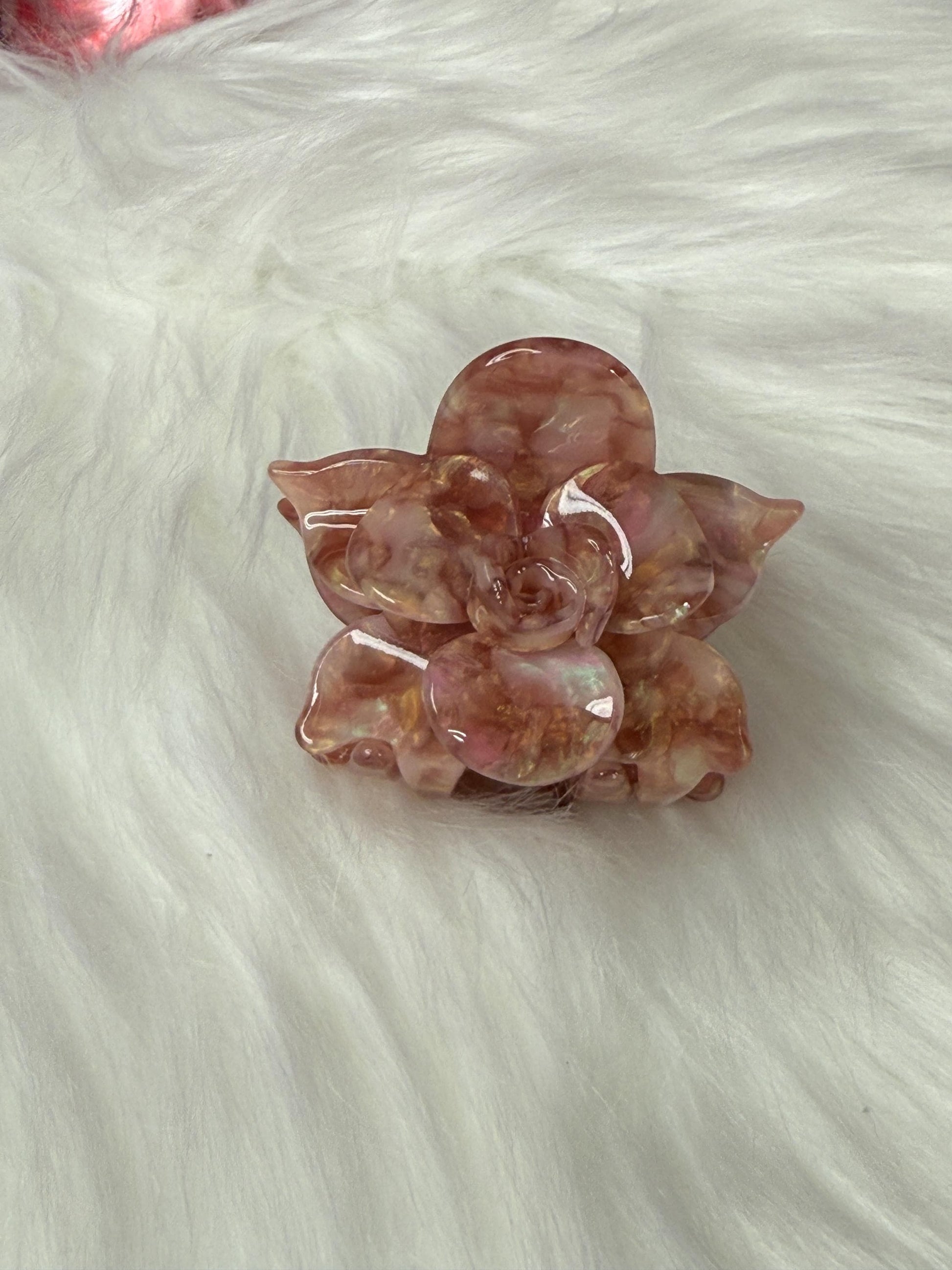 Rosegold Mini Orchid Hair Claw Clip: Flower Hair Accessory