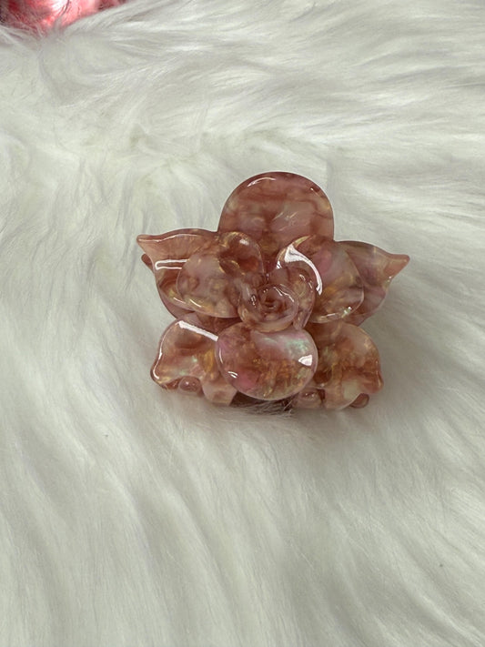 Rosegold Mini Orchid Hair Claw Clip: Flower Hair Accessory