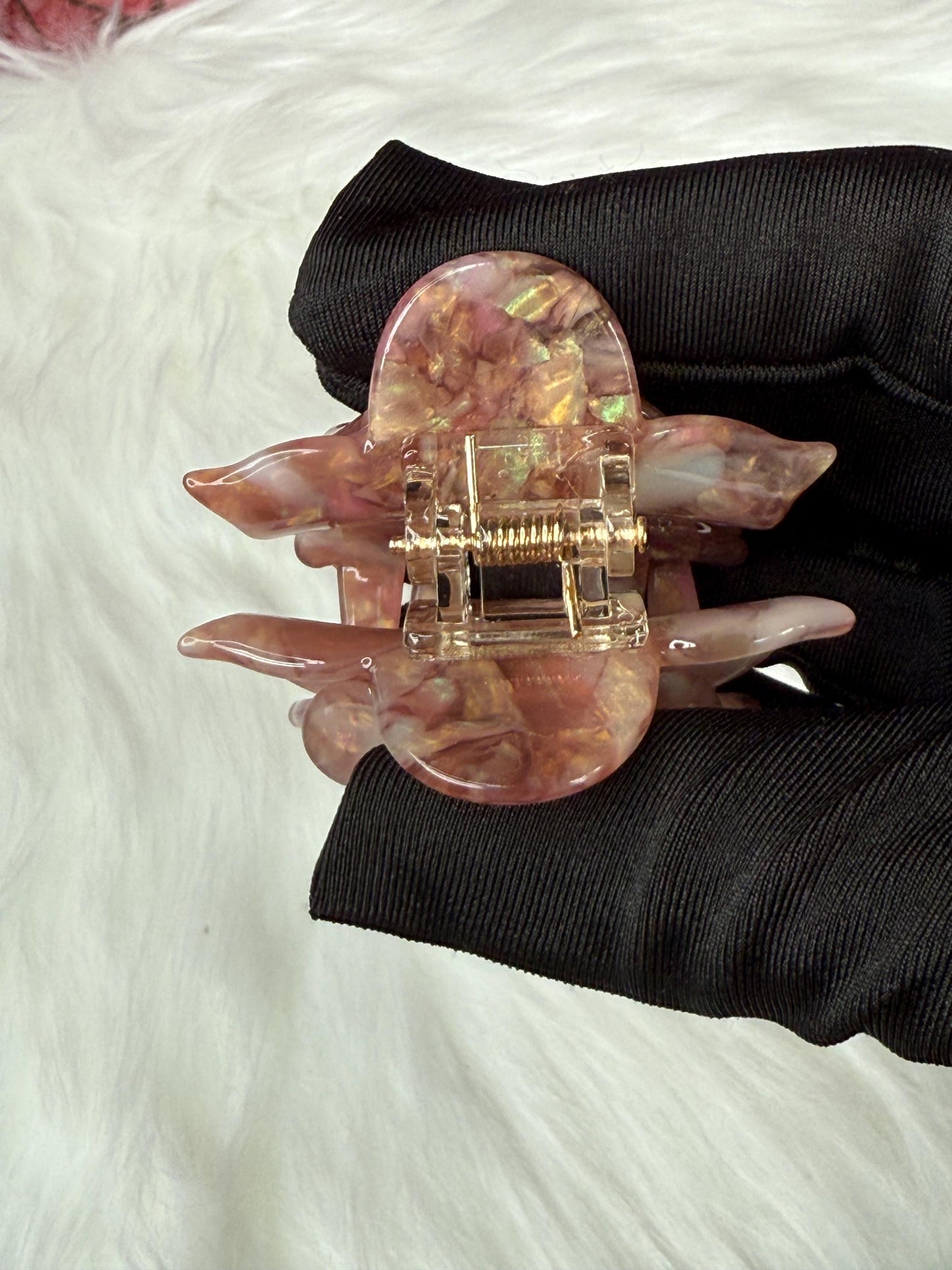 Rosegold Mini Orchid Hair Claw Clip: Flower Hair Accessory