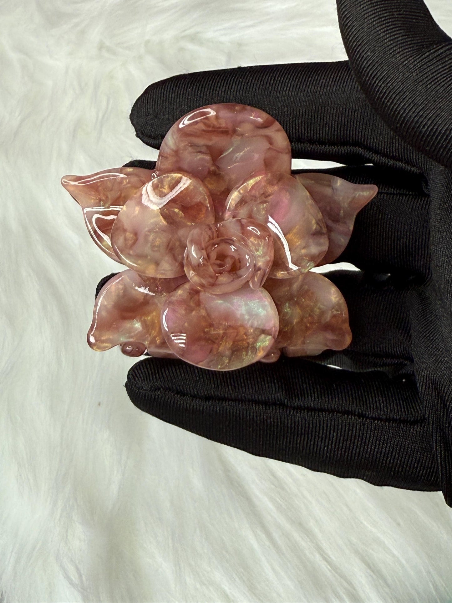 Rosegold Mini Orchid Hair Claw Clip: Flower Hair Accessory