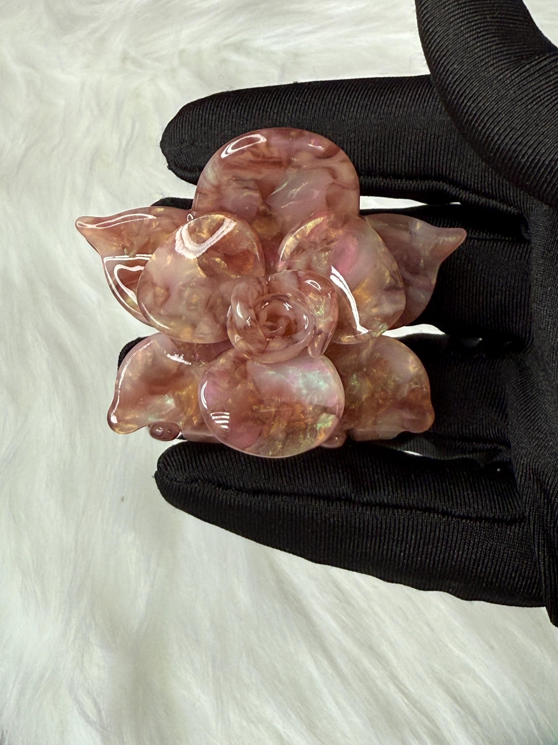 Rosegold Mini Orchid Hair Claw Clip: Flower Hair Accessory