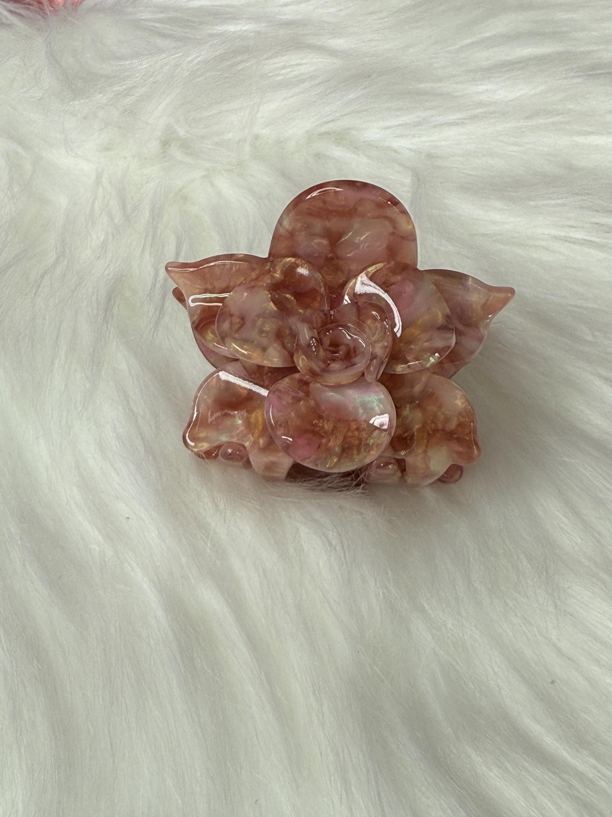 Rosegold Mini Orchid Hair Claw Clip: Flower Hair Accessory