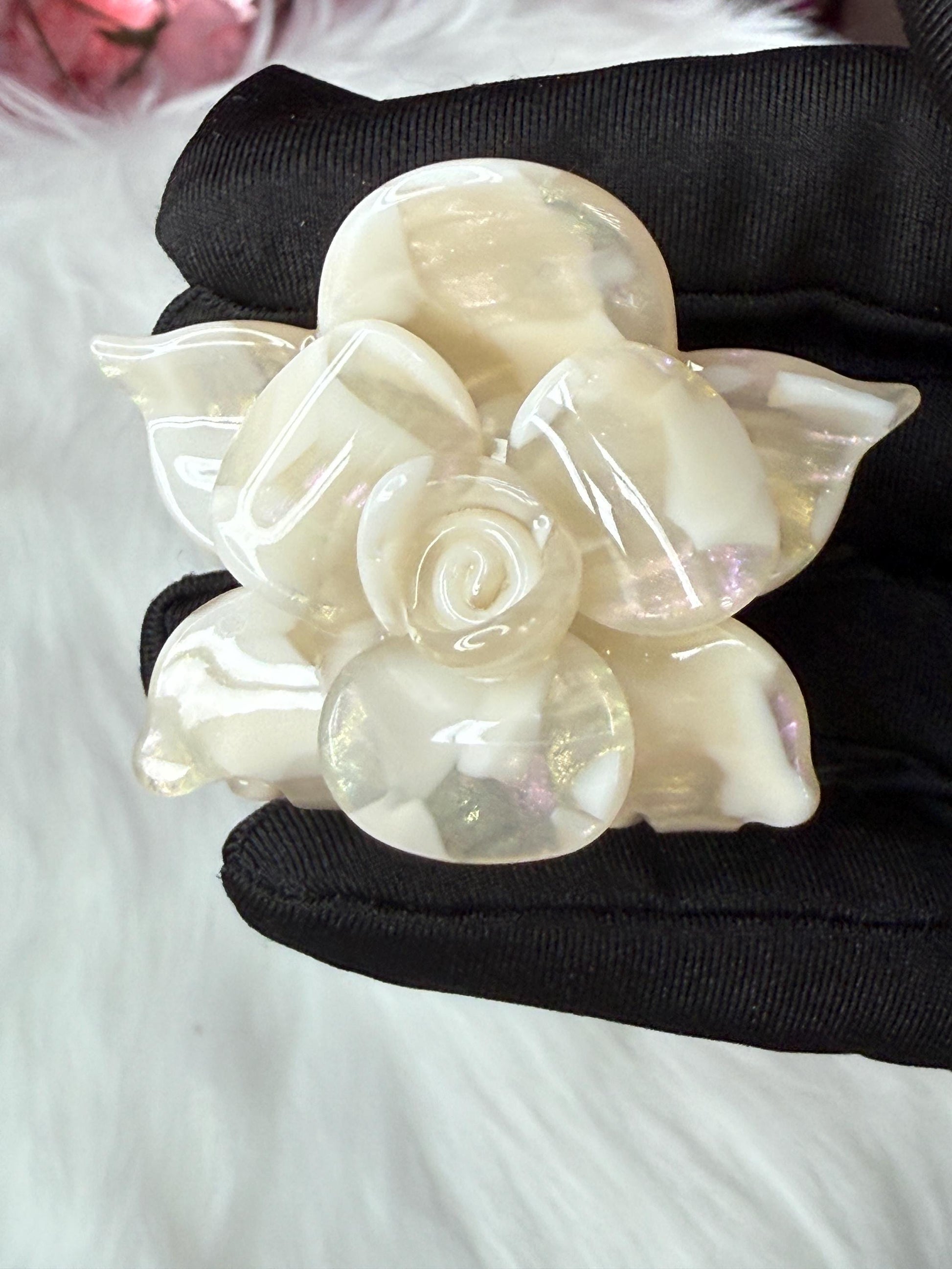 Pearl White Mini Orchid Hair Claw Clip: Flower Hair Accessory