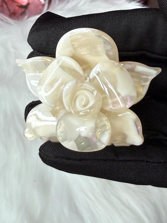 Pearl White Mini Orchid Hair Claw Clip: Flower Hair Accessory