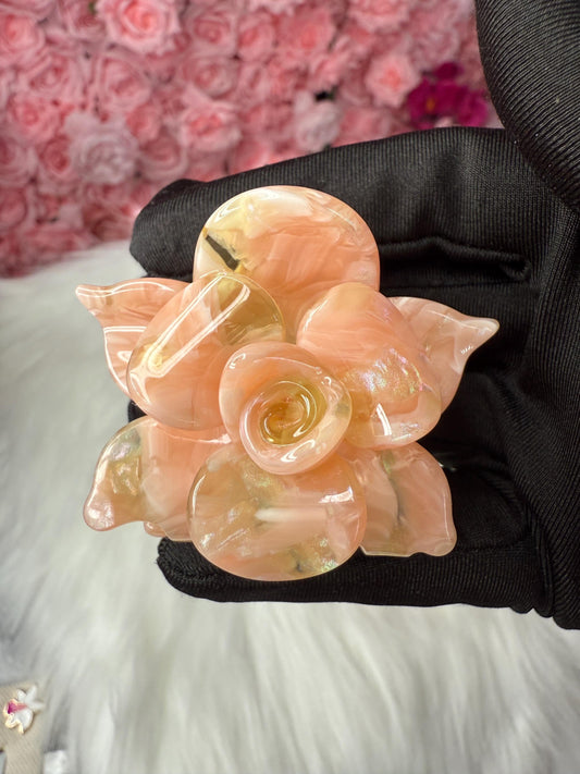 Peachy Mini Orchid Hair Claw Clip: Flower Hair Accessory
