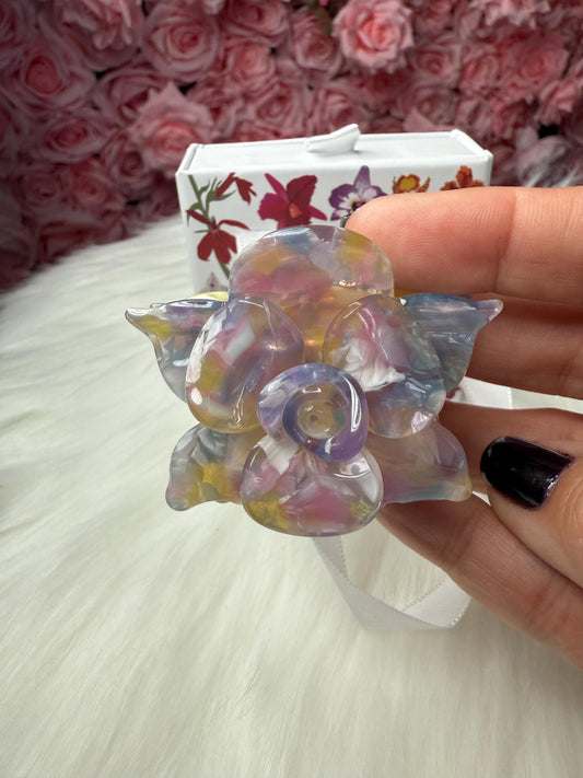 Rainbow Mini Orchid Hair Claw Clip: Flower Hair Accessory