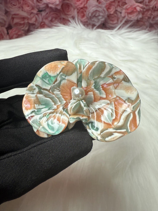 Orchid Hair Clip: Tropical Aqua Floral Barrette
