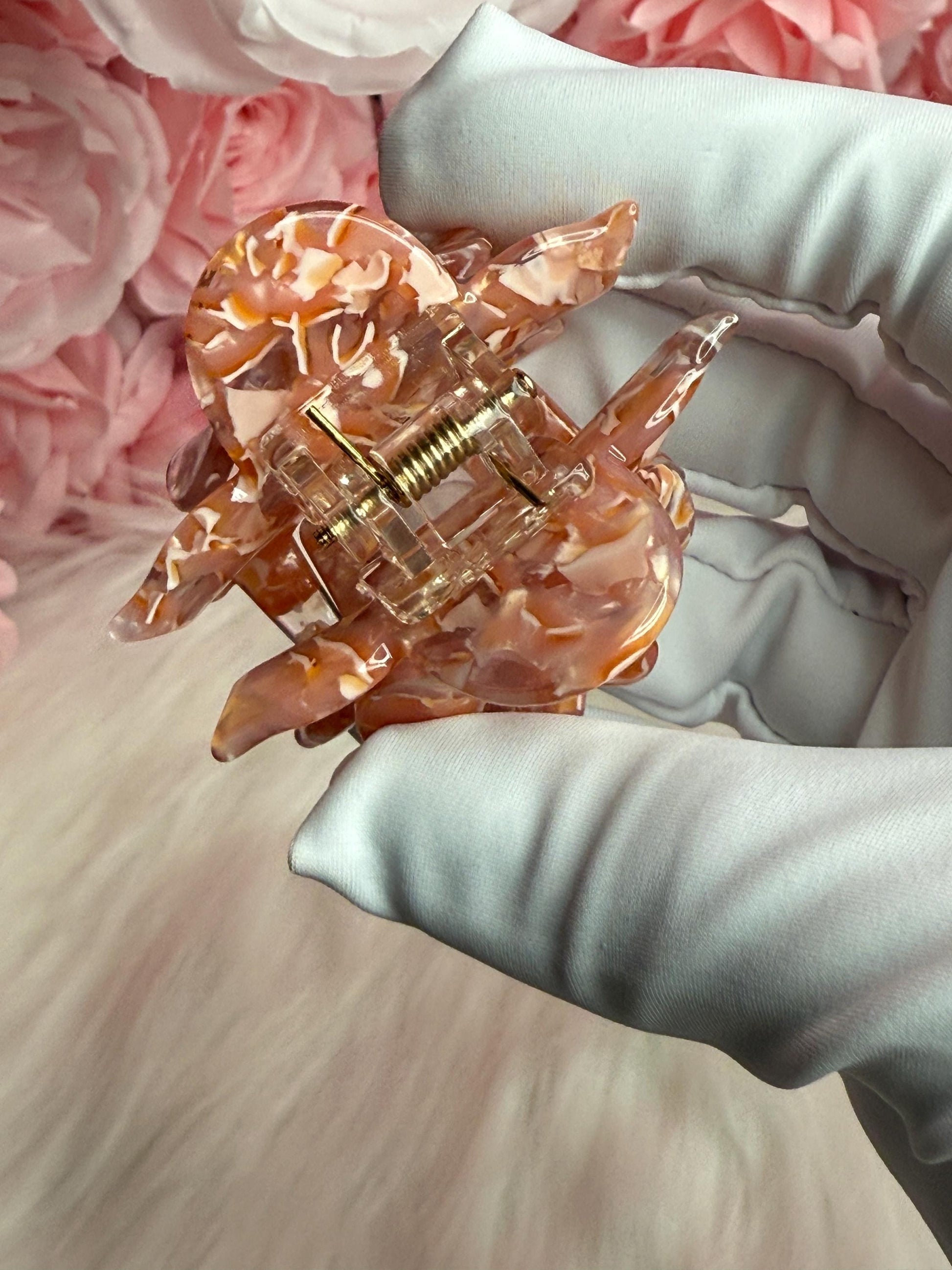 Strawberry Mini Orchid Hair Claw Clip: Pink Hair Accessories, Handmade Hair Accessories, Bridal Hair Accessories