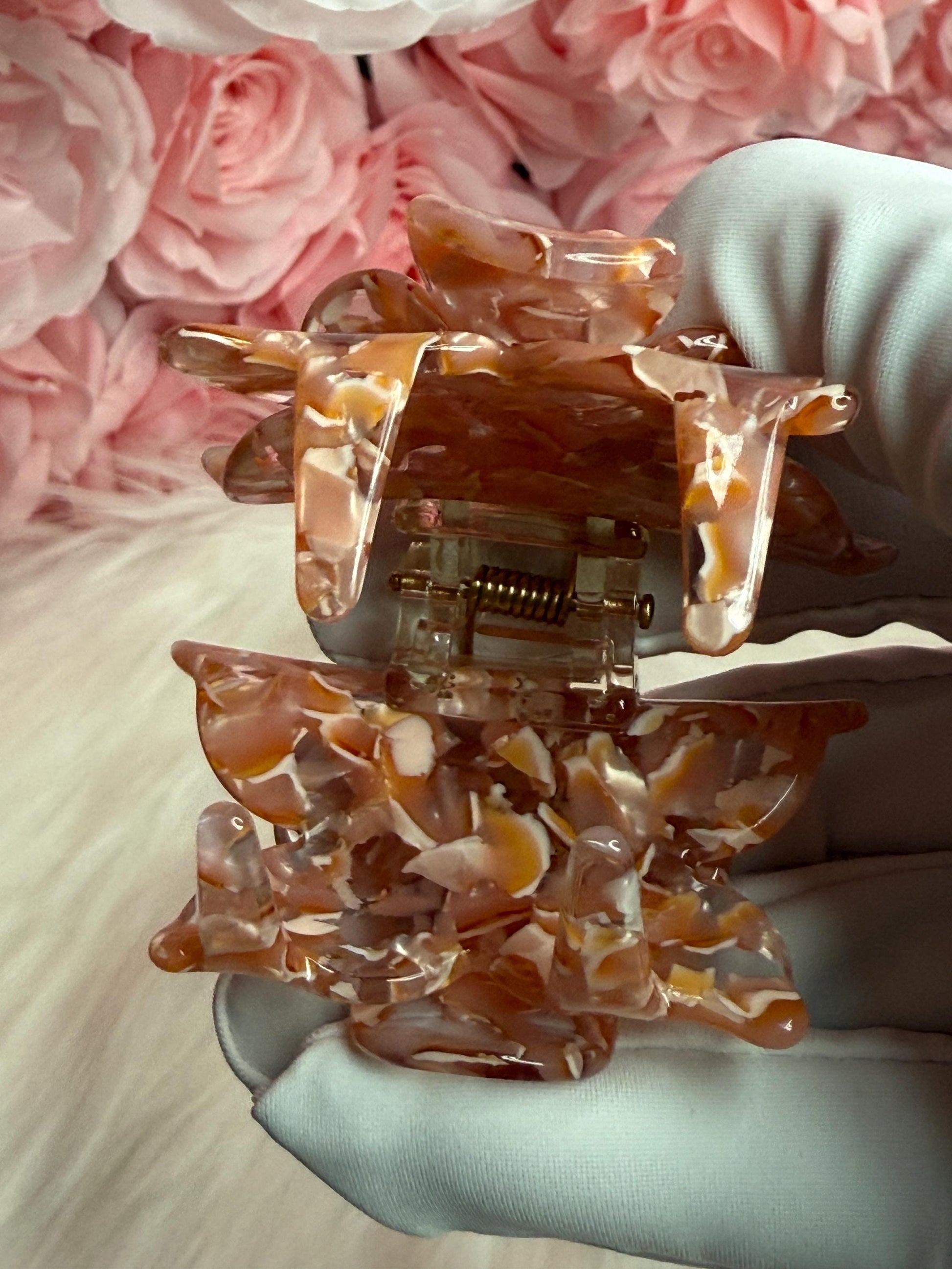 Strawberry Mini Orchid Hair Claw Clip: Pink Hair Accessories, Handmade Hair Accessories, Bridal Hair Accessories