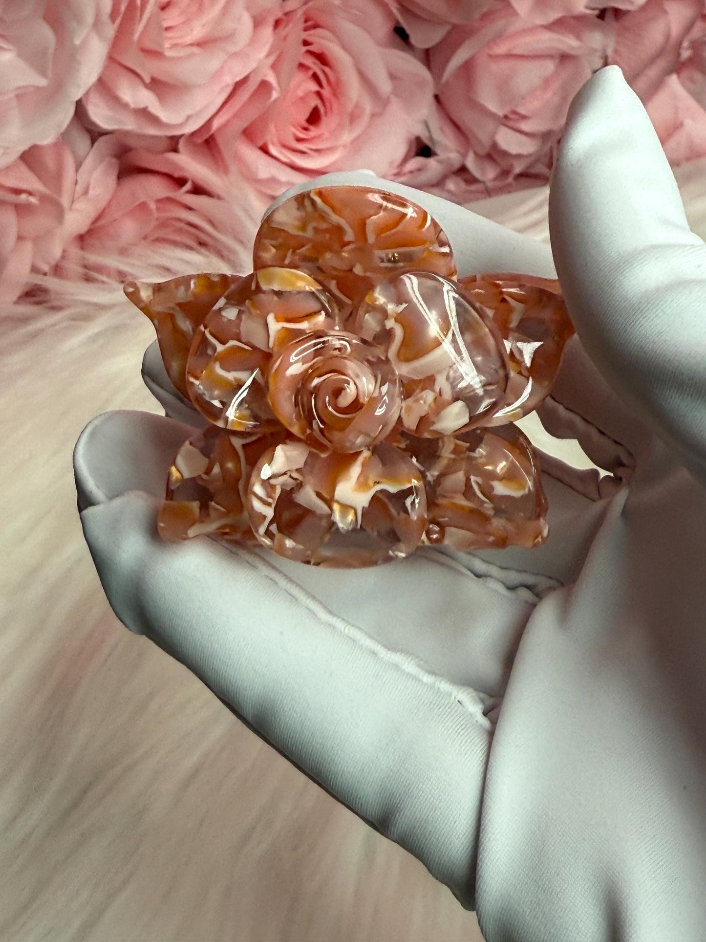 Strawberry Mini Orchid Hair Claw Clip: Pink Hair Accessories, Handmade Hair Accessories, Bridal Hair Accessories