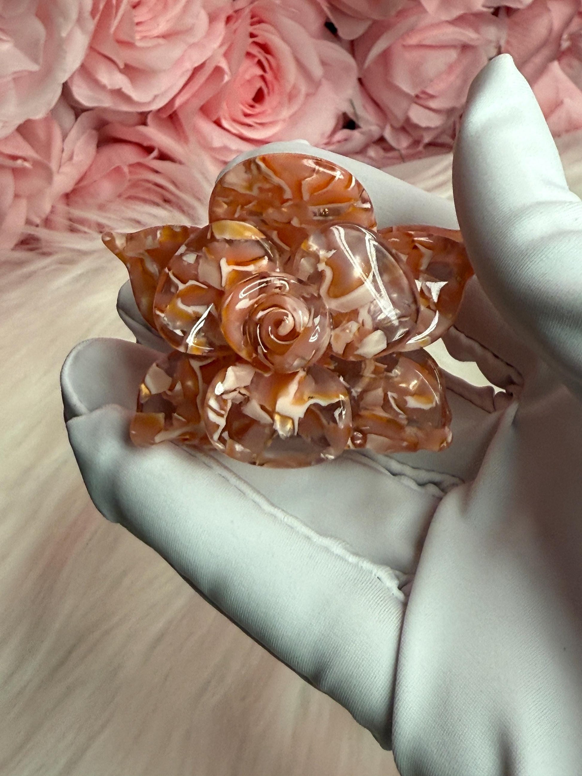 Strawberry Mini Orchid Hair Claw Clip: Pink Hair Accessories, Handmade Hair Accessories, Bridal Hair Accessories