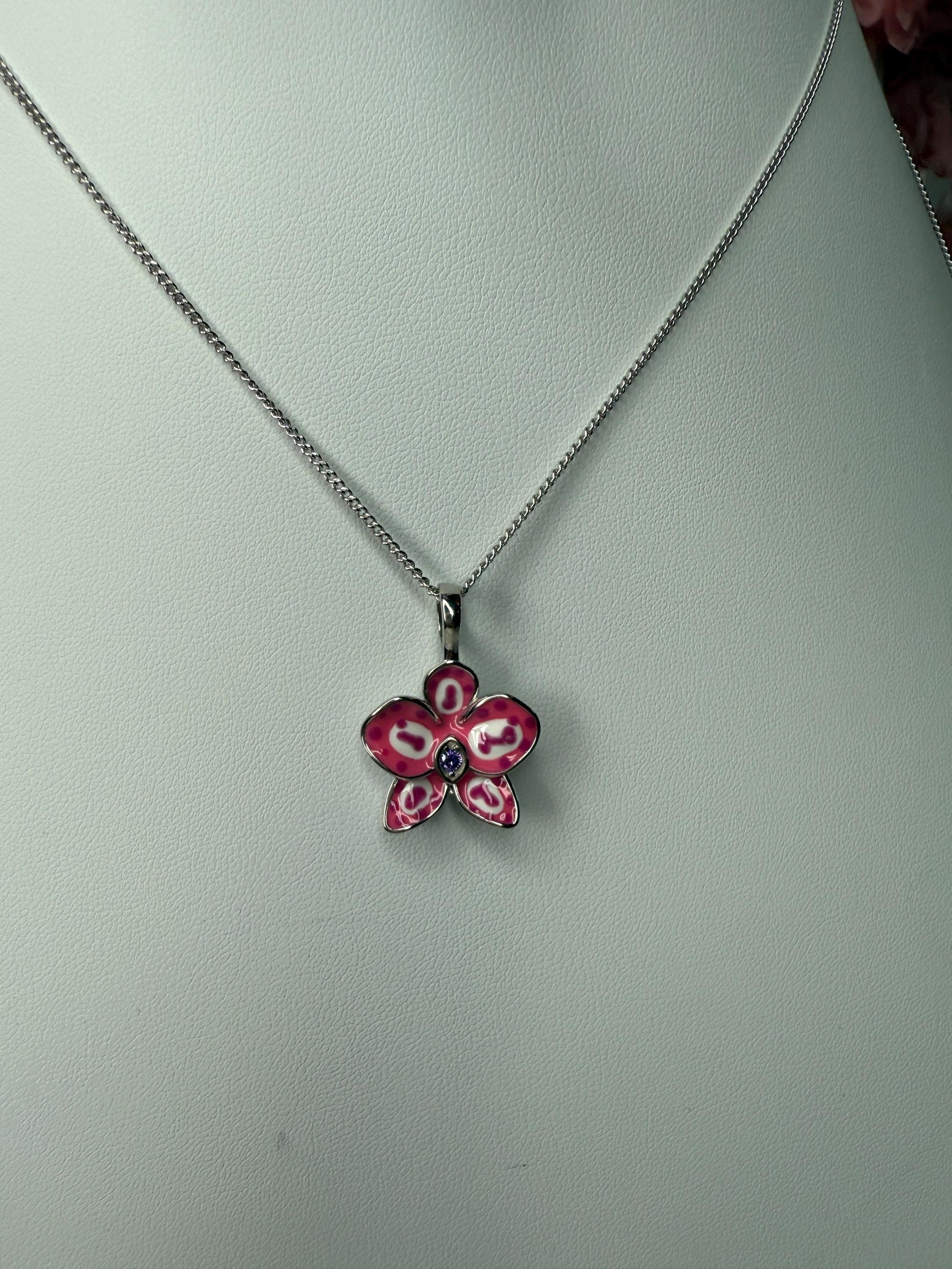 Color Burst Phal Collection: Pink Splash Oval Phalaenopsis Orchid Jewelry Set